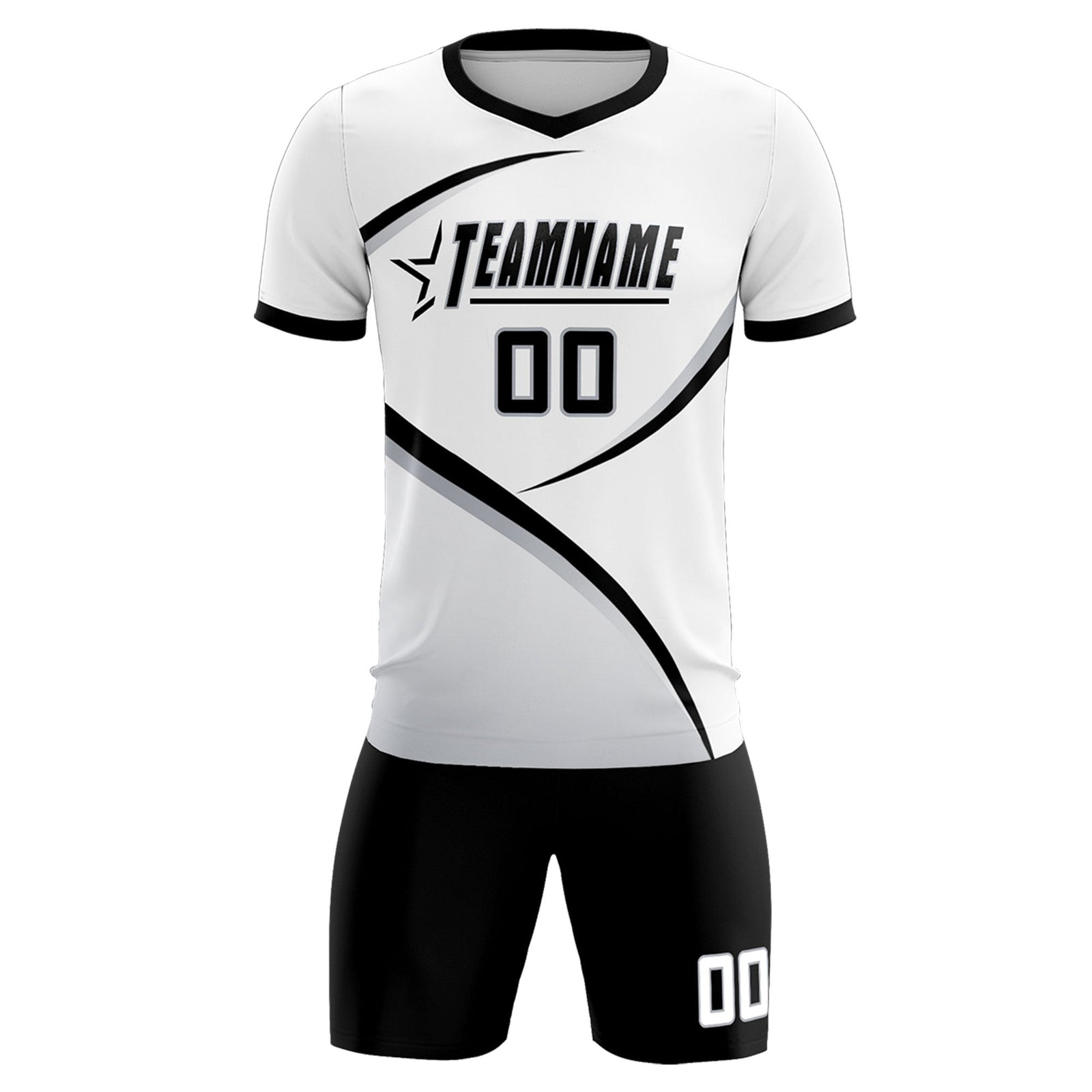 Custom White Black Color Block Training Uniform For Men Soccer Sets Jersey