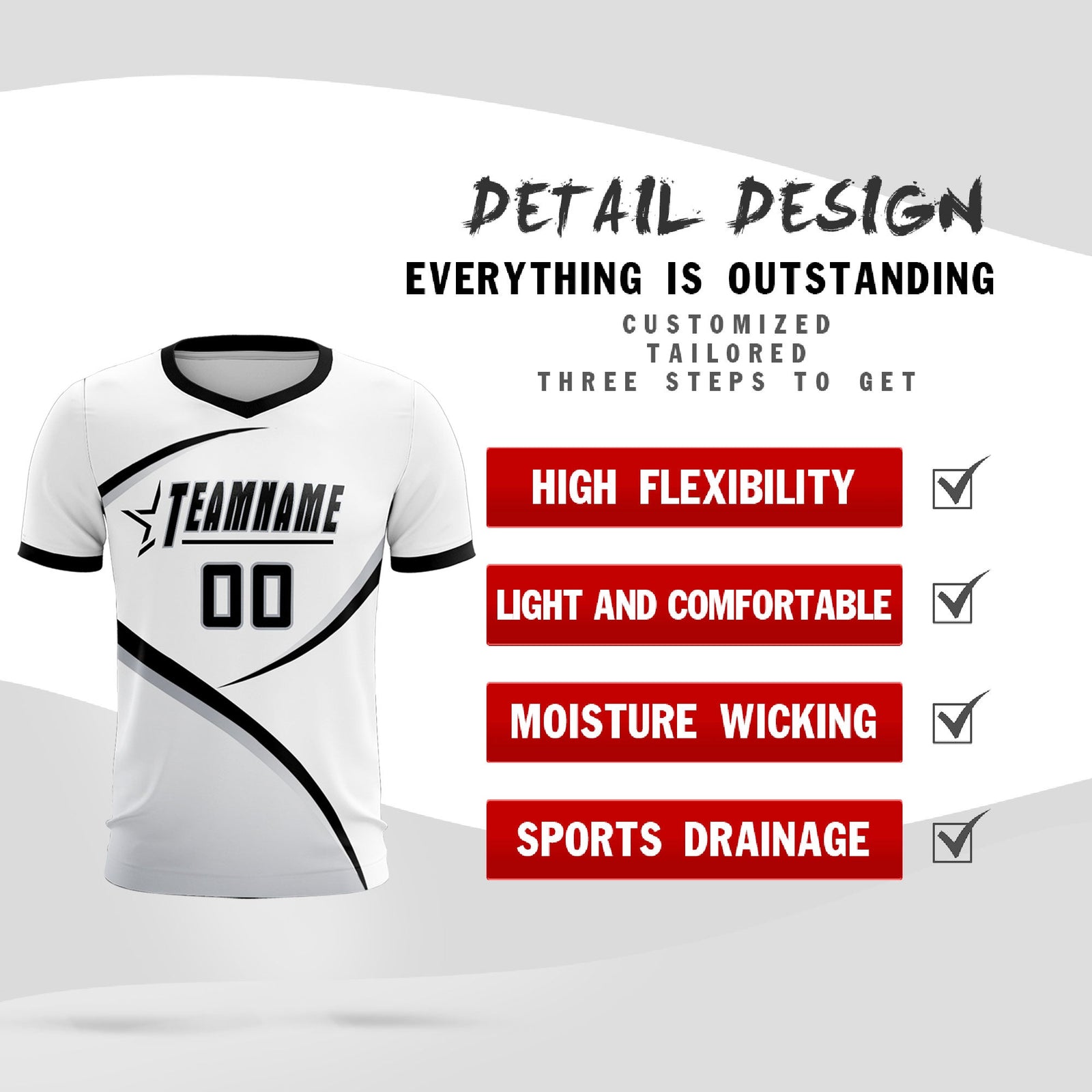 Custom White Black Color Block Training Uniform For Men Soccer Sets Jersey