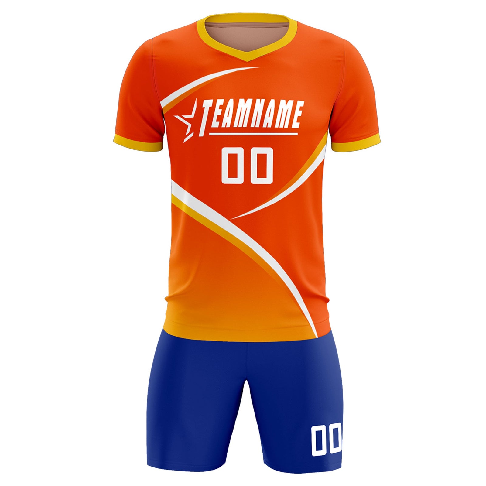 Custom Orange Gold Color Block Training Uniform For Men Soccer Sets Jersey