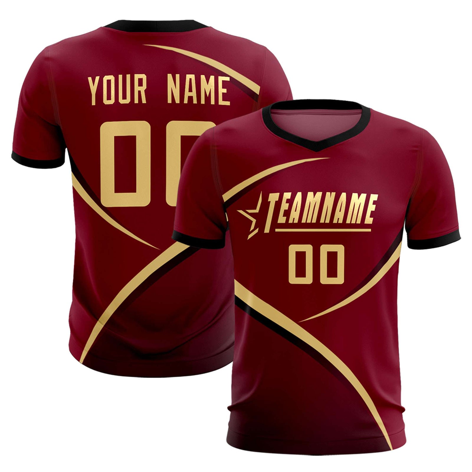 Custom Crimson Black Color Block Training Uniform For Men Soccer Sets Jersey