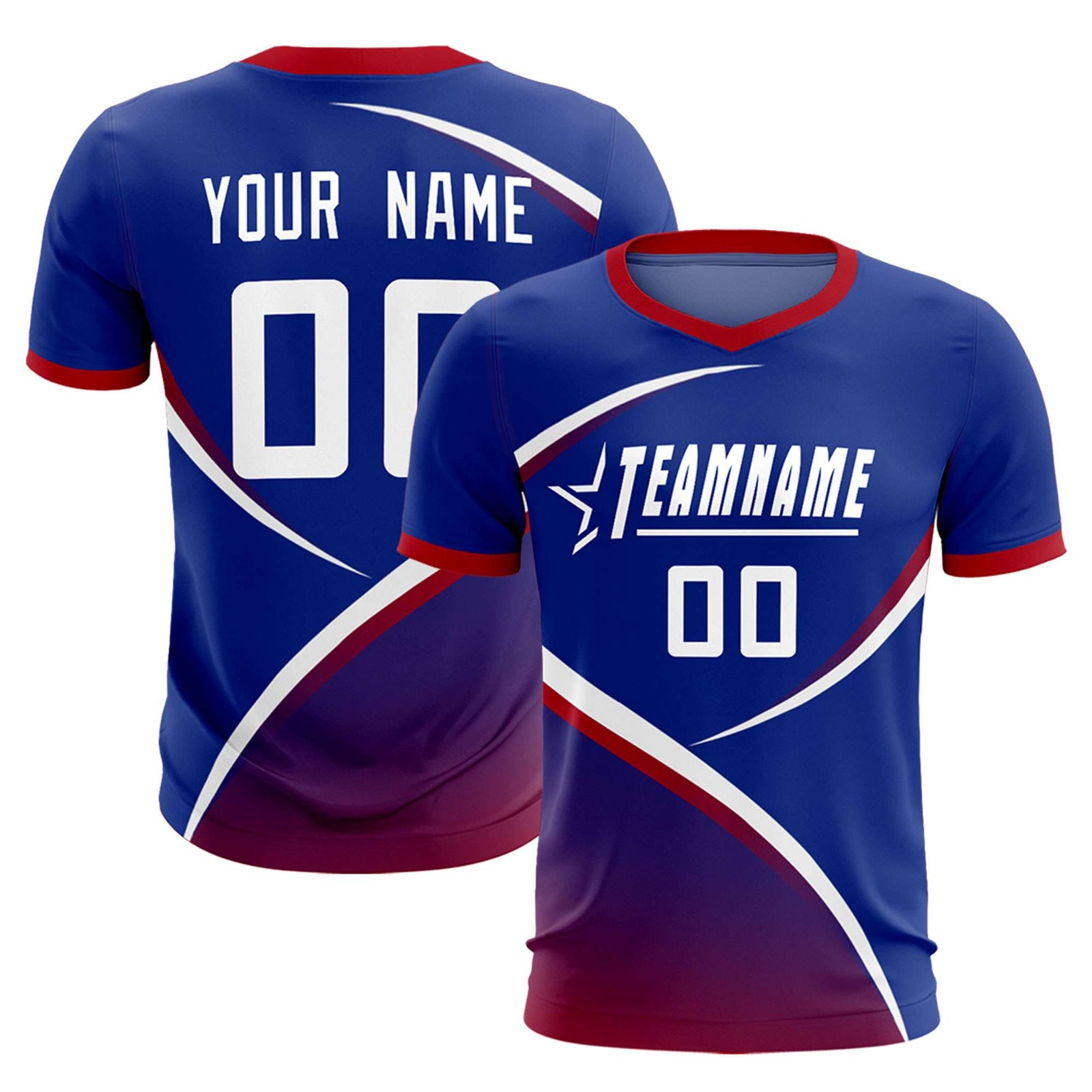 Custom Royal Red Color Block Training Uniform For Men Soccer Sets Jersey