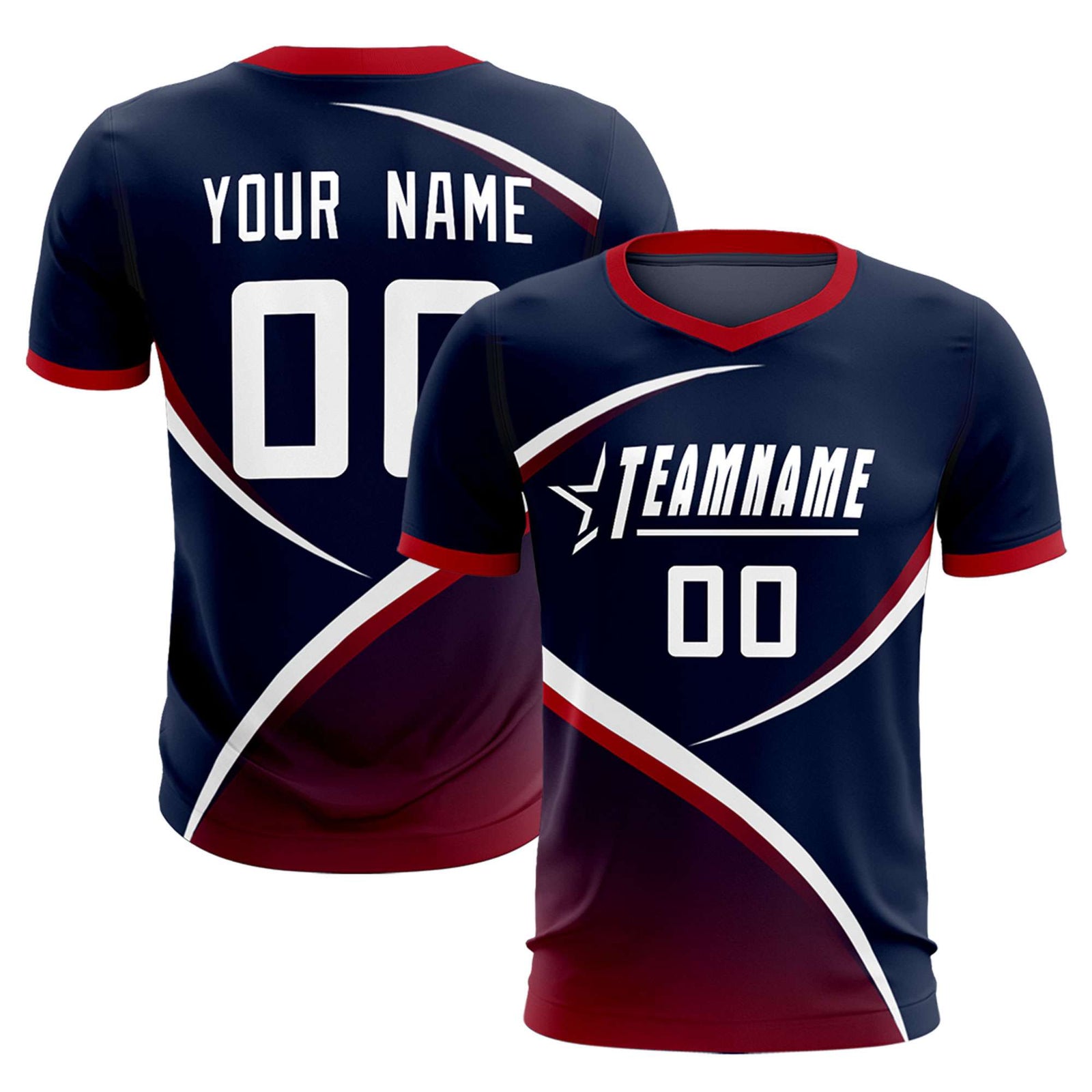 Custom Navy Red Color Block Training Uniform For Men Soccer Sets Jersey