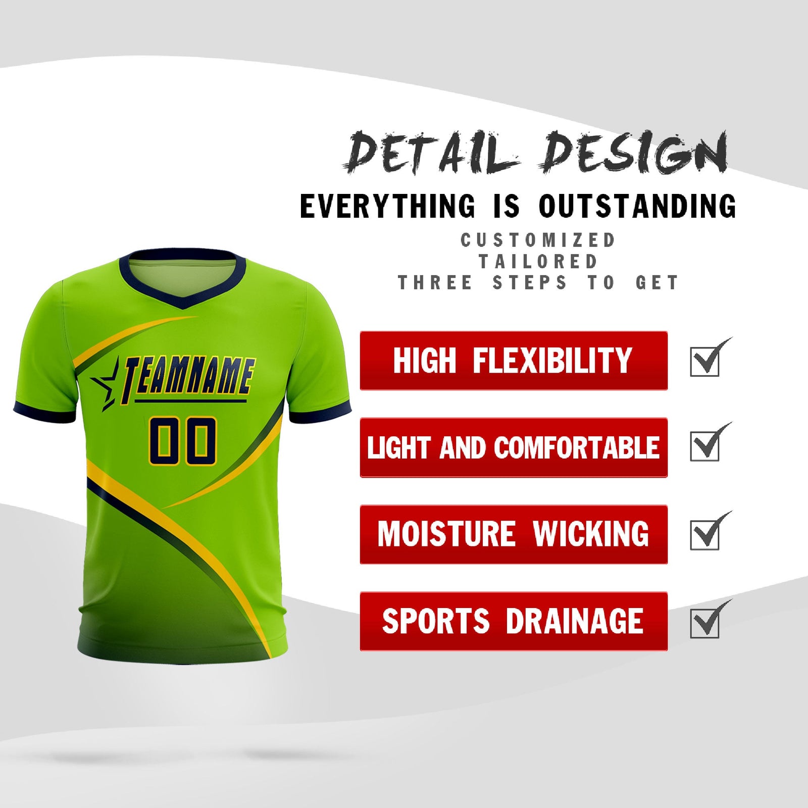Custom Neon Green Navy Color Block Training Uniform For Men Soccer Sets Jersey