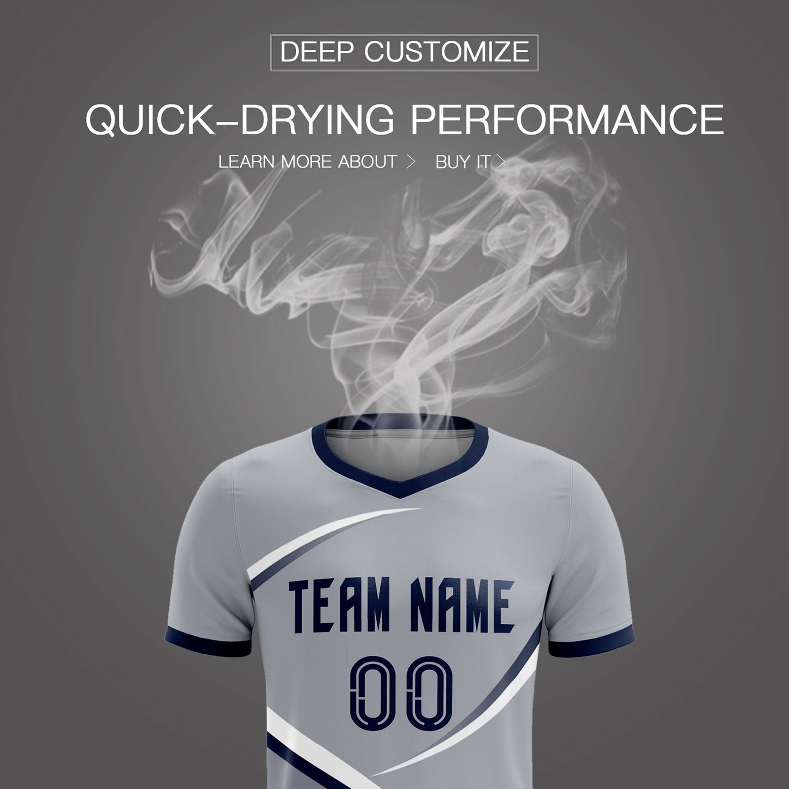 Custom Gray Navy Color Block Training Uniform For Men Soccer Sets Jersey