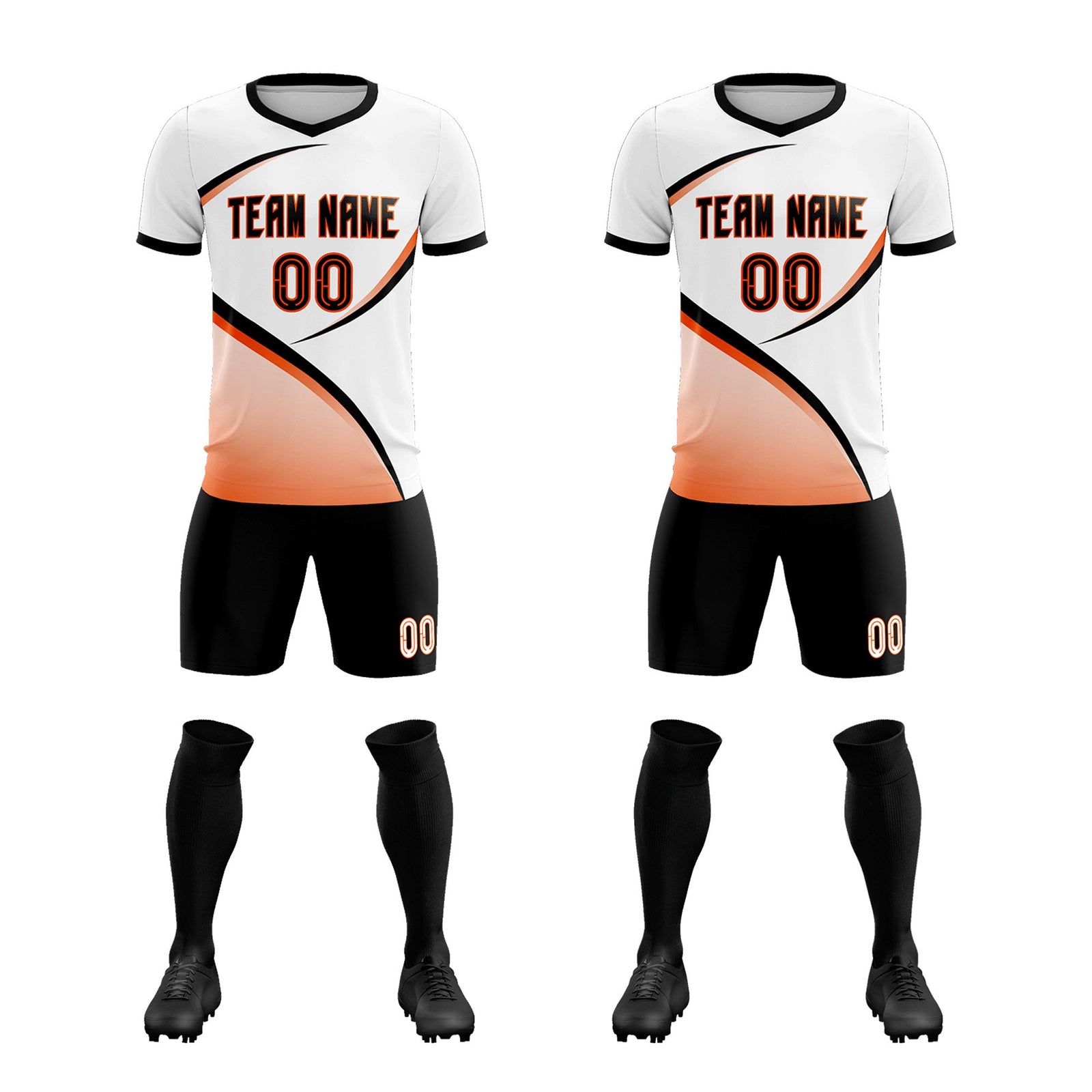 Custom White Black Color Block Training Uniform For Men Soccer Sets Jersey