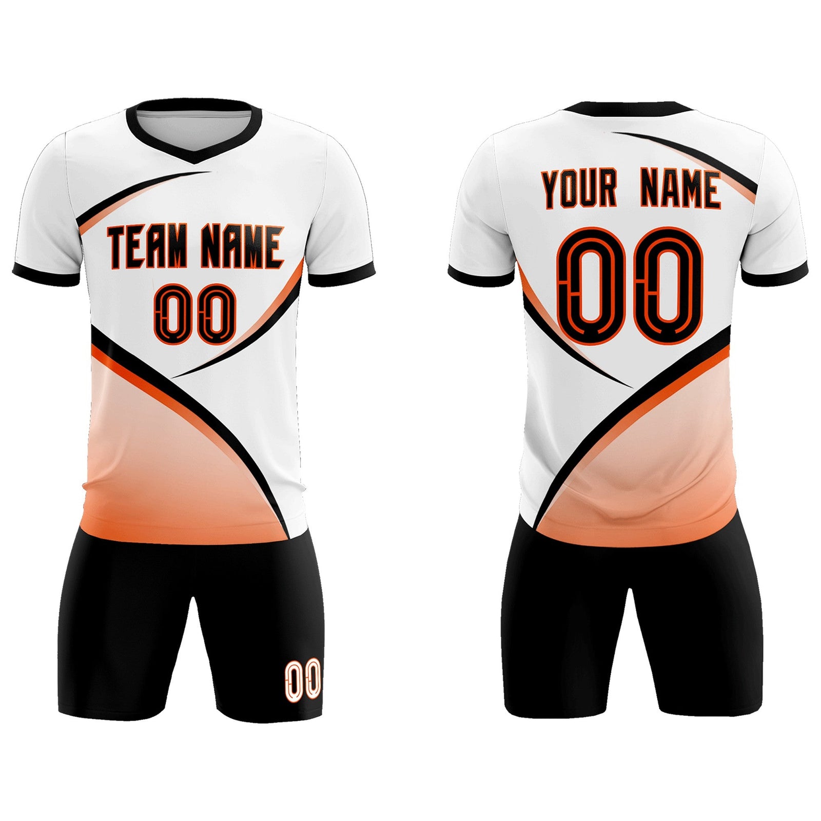 Custom White Black Color Block Training Uniform For Men Soccer Sets Jersey