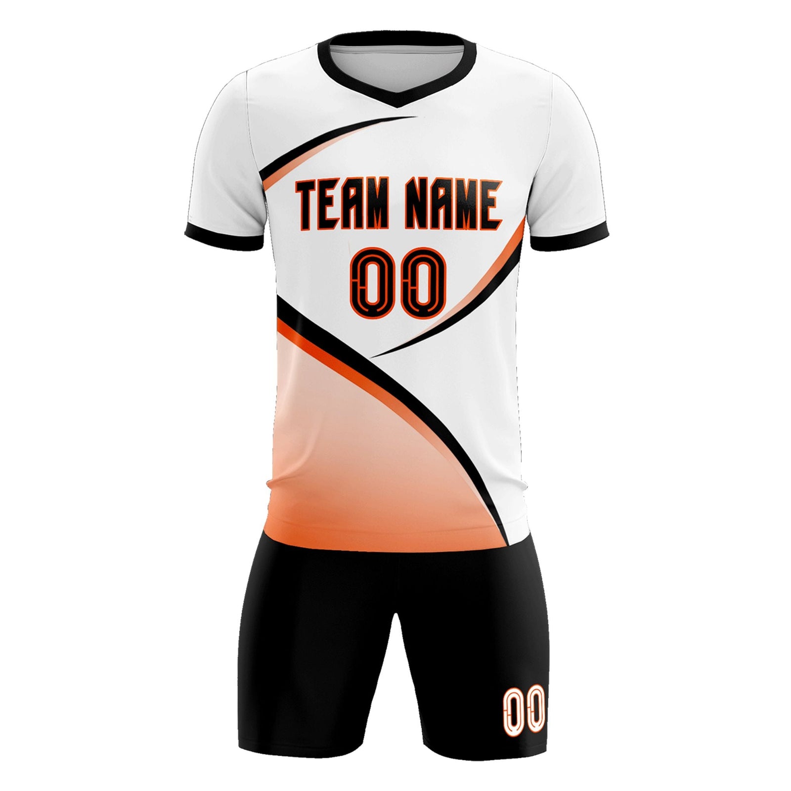 Custom White Black Color Block Training Uniform For Men Soccer Sets Jersey