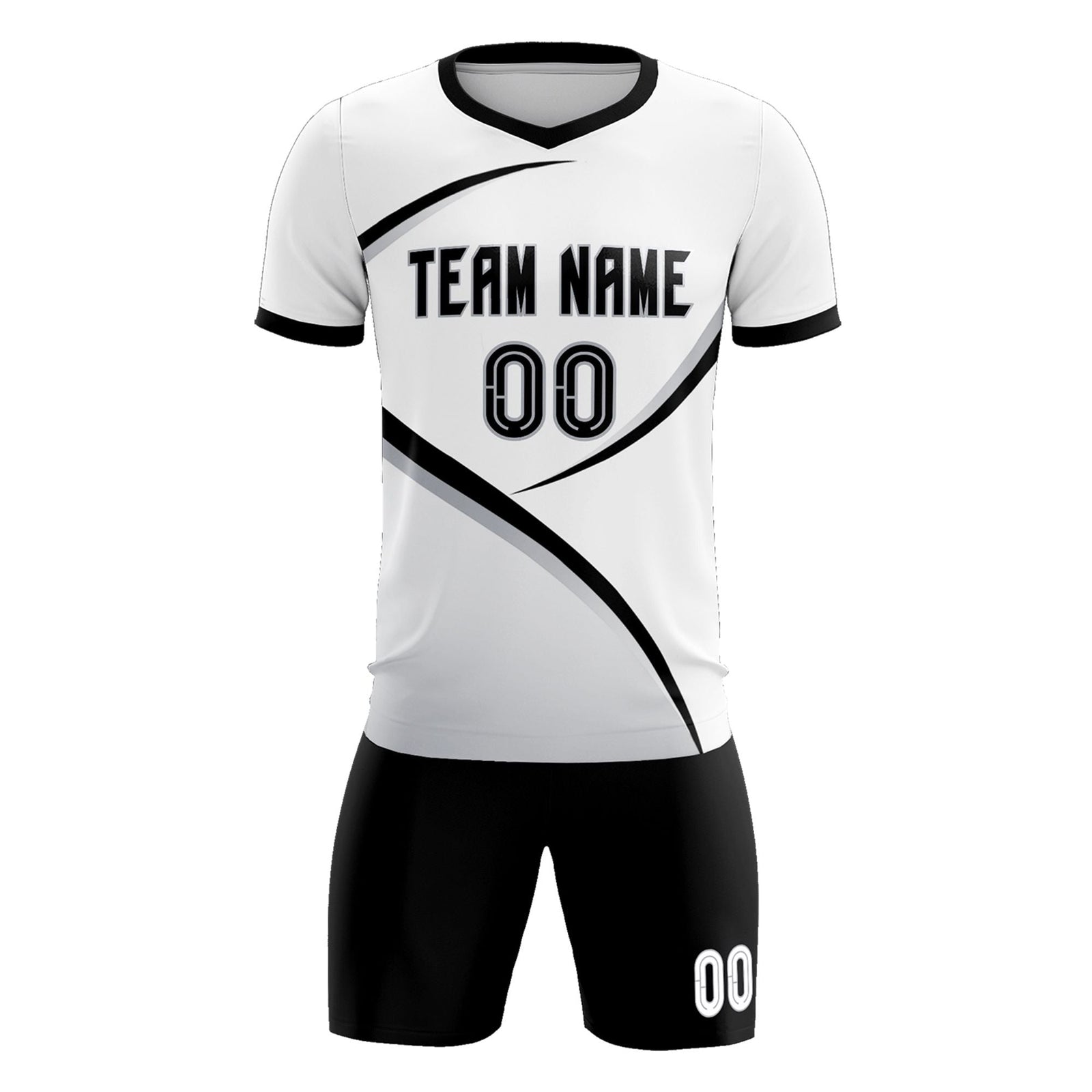 Custom White Black Color Block Training Uniform For Men Soccer Sets Jersey
