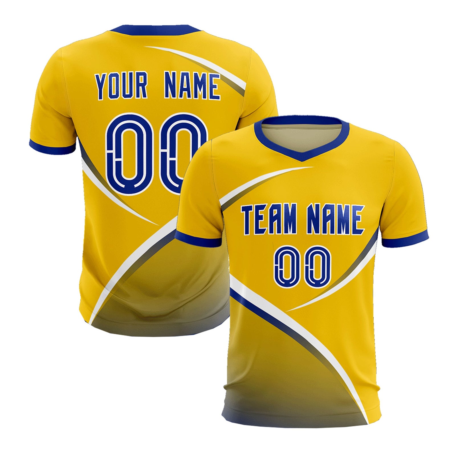 Custom Gold Royal Color Block Training Uniform For Men Soccer Sets Jersey
