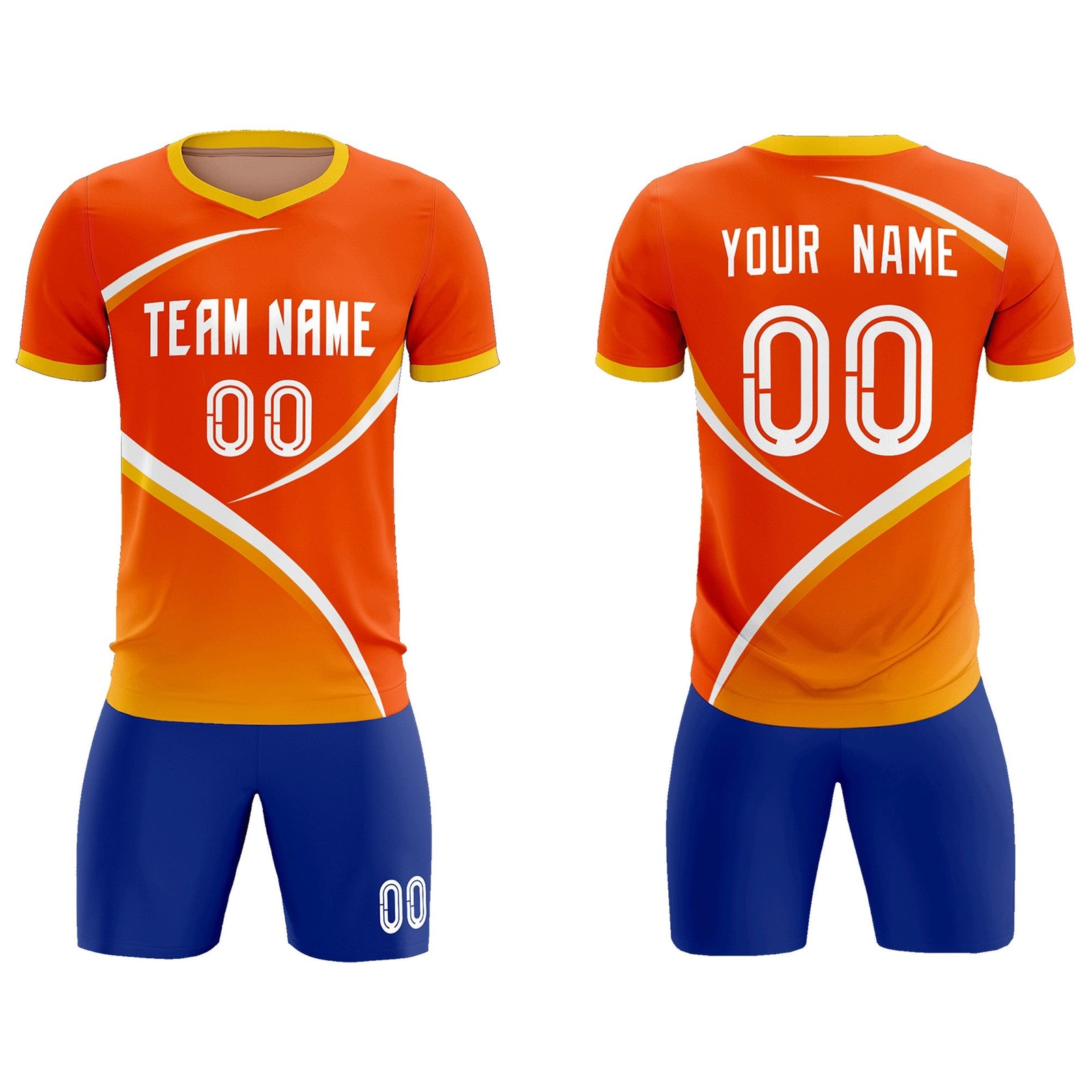 Custom Orange Gold Color Block Training Uniform For Men Soccer Sets Jersey