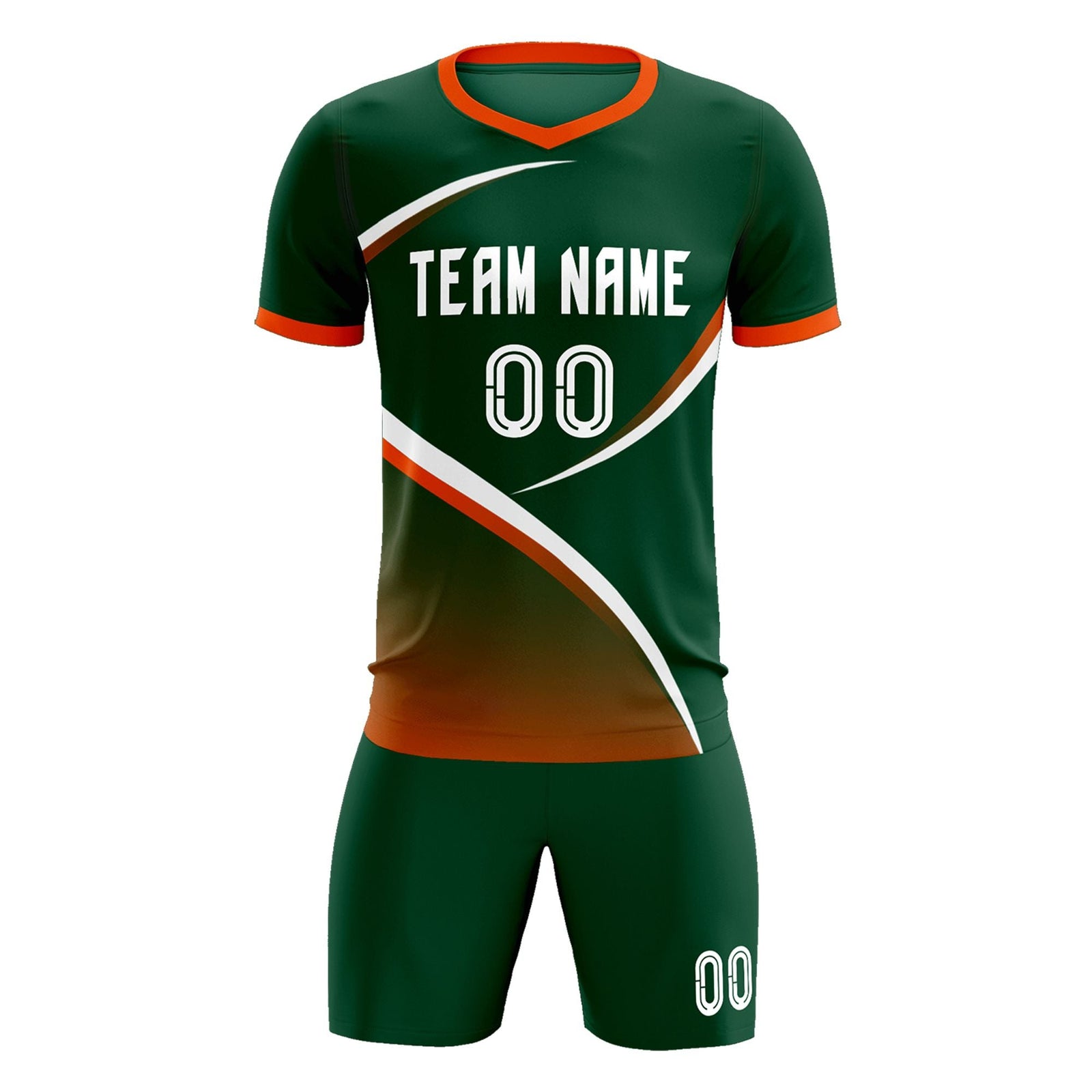 Custom Green Orange Color Block Training Uniform For Men Soccer Sets Jersey