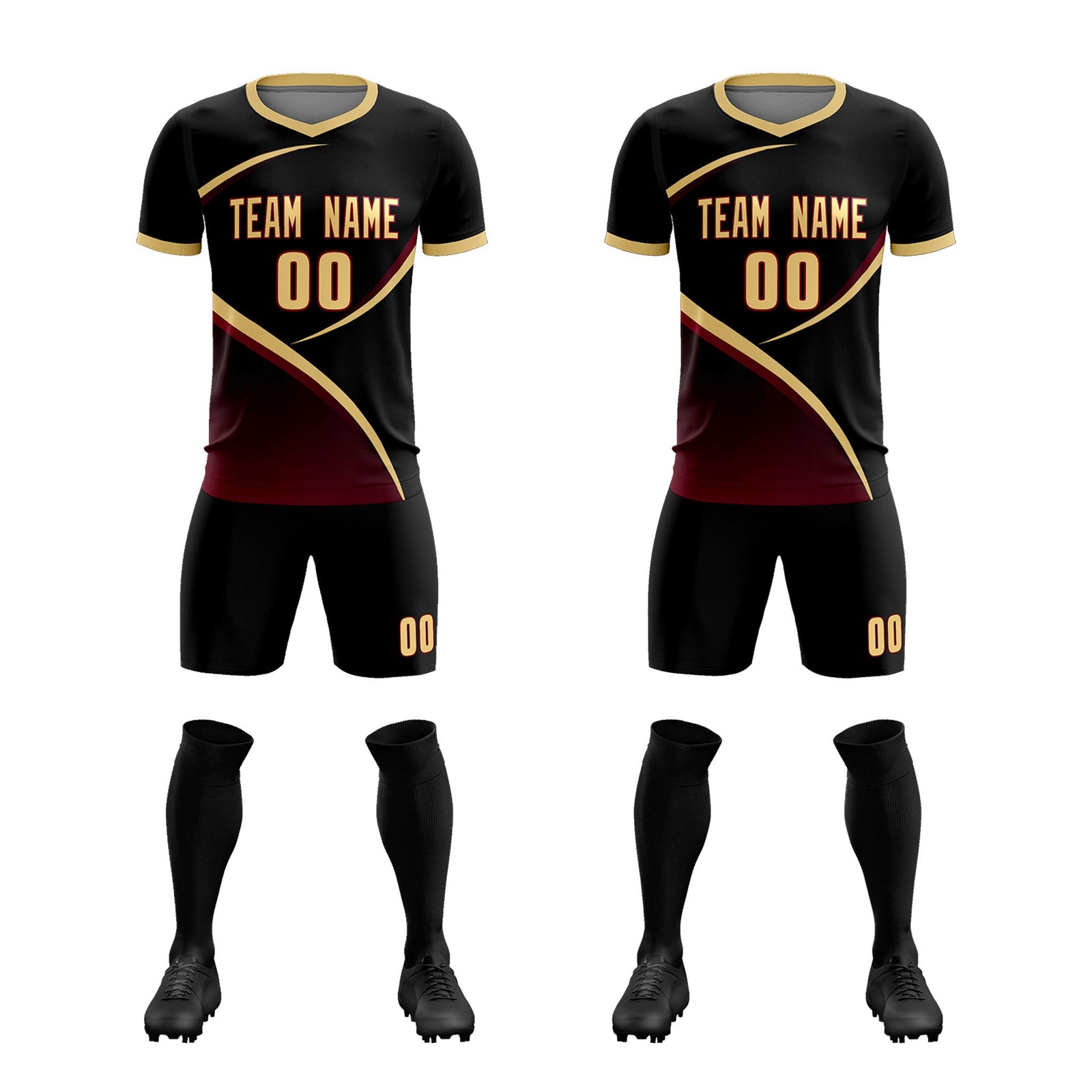 Custom Black Khaki Color Block Training Uniform For Men Soccer Sets Jersey