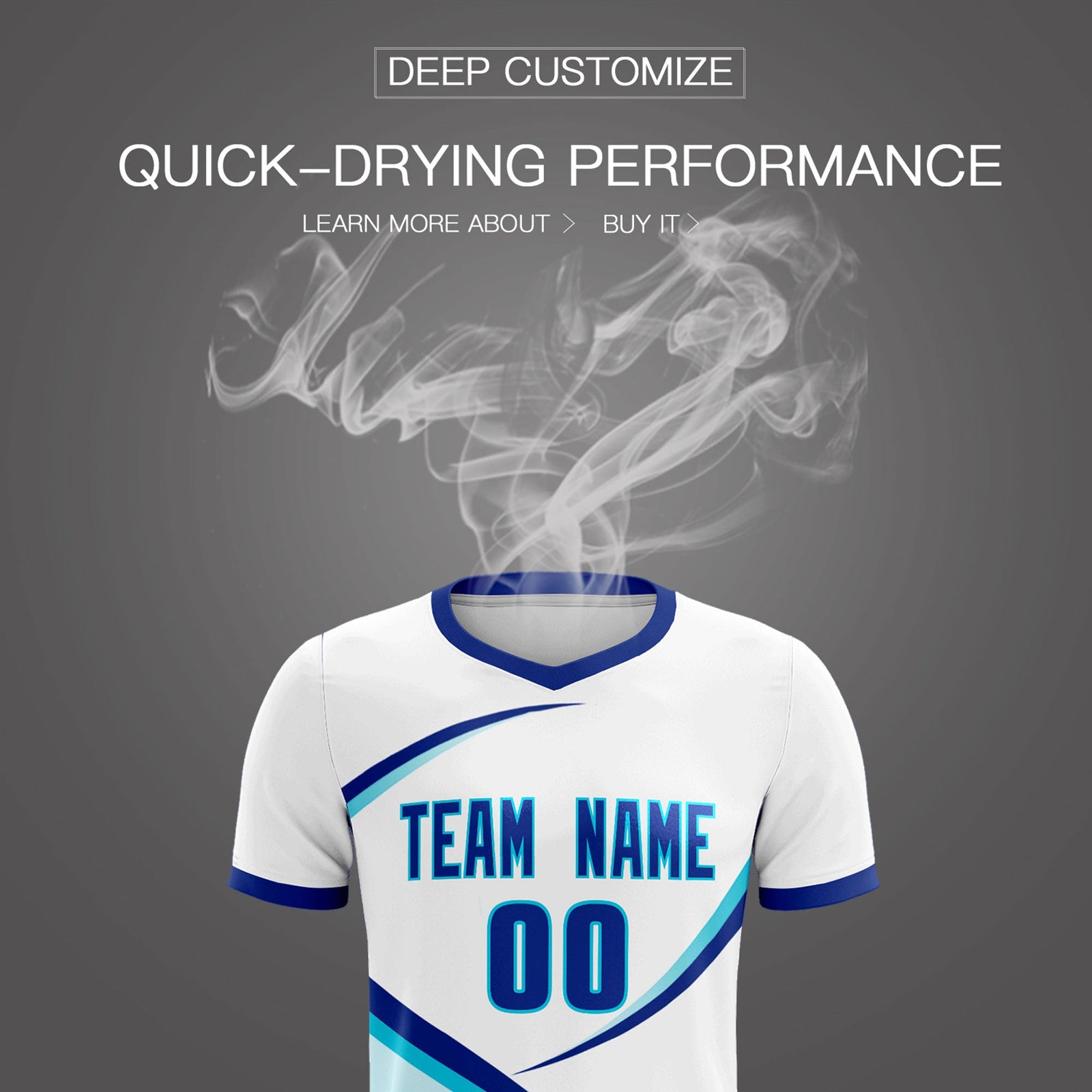 Custom White Sky Blue Color Block Training Uniform For Men Soccer Sets Jersey