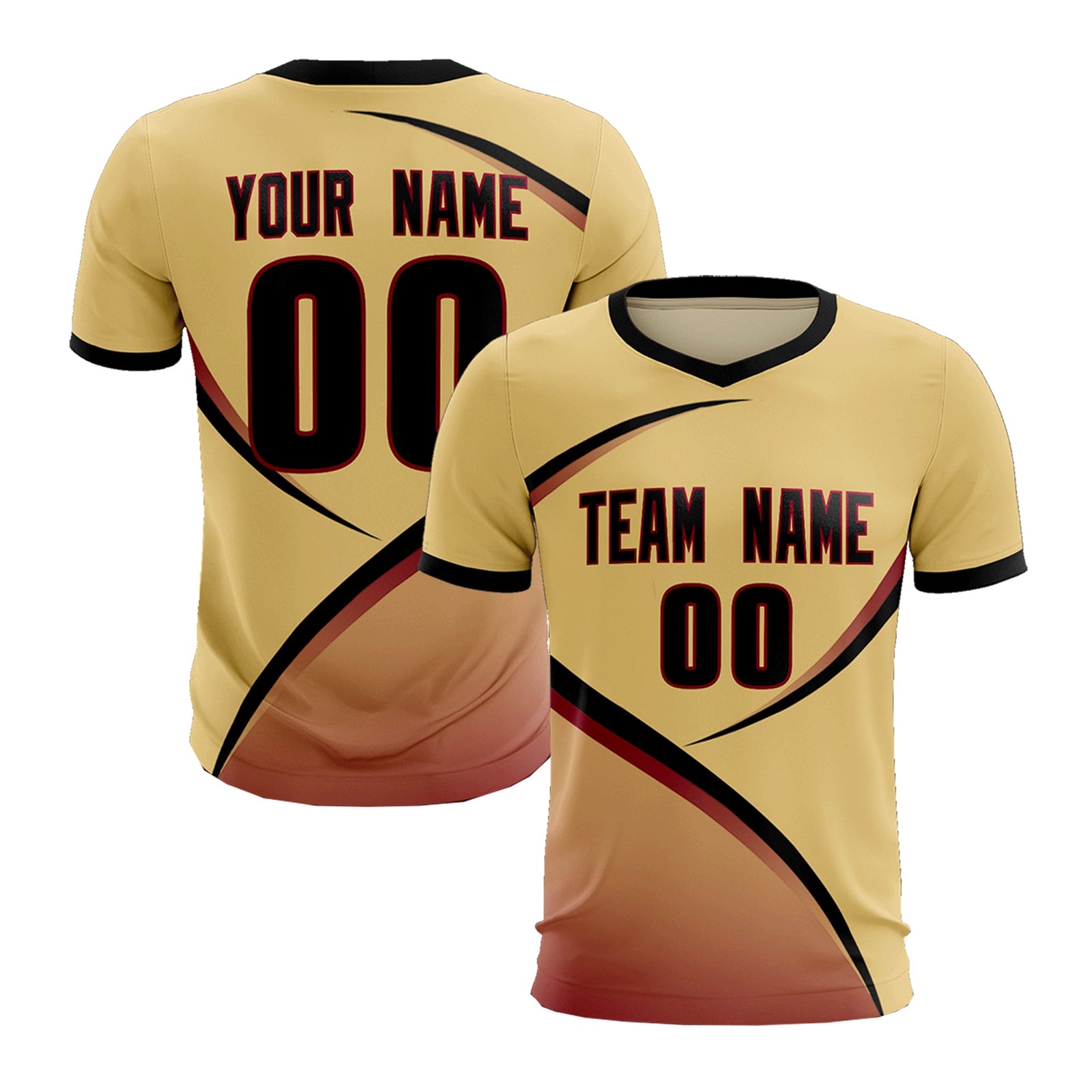 Custom Khaki Black Color Block Training Uniform For Men Soccer Sets Jersey