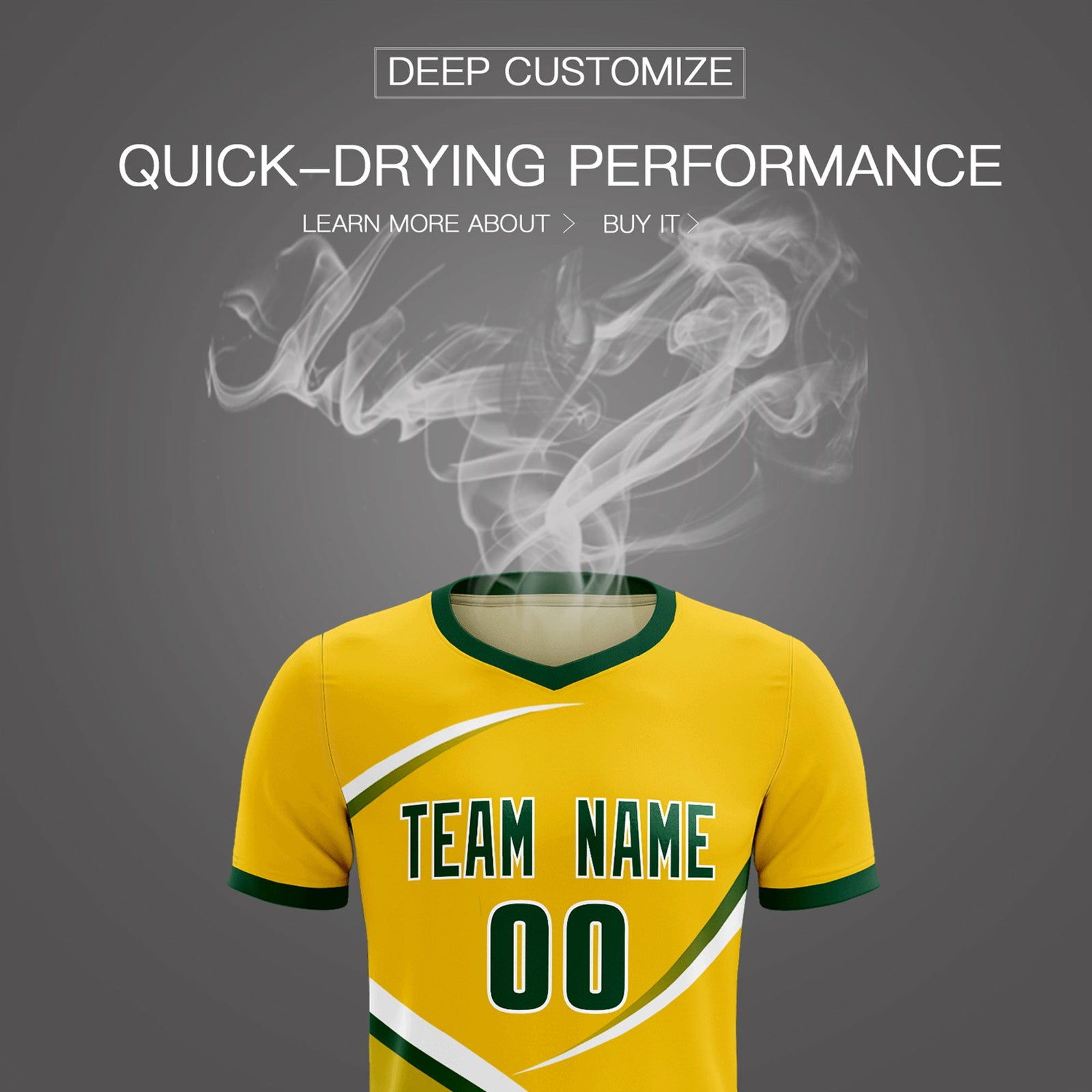 Custom Gold Green Color Block Training Uniform For Men Soccer Sets Jersey