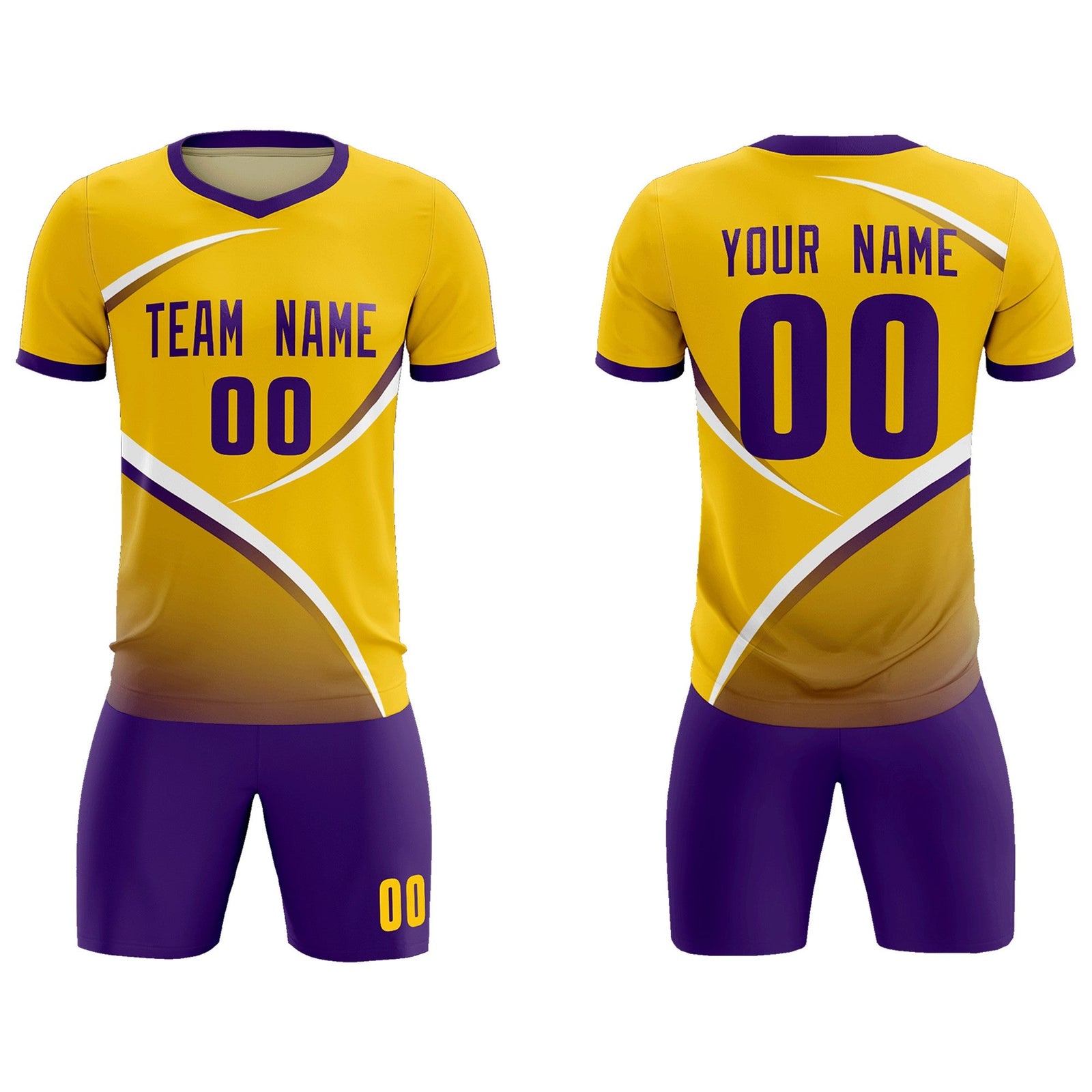 Custom Gold Old Gold Color Block Training Uniform For Men Soccer Sets Jersey