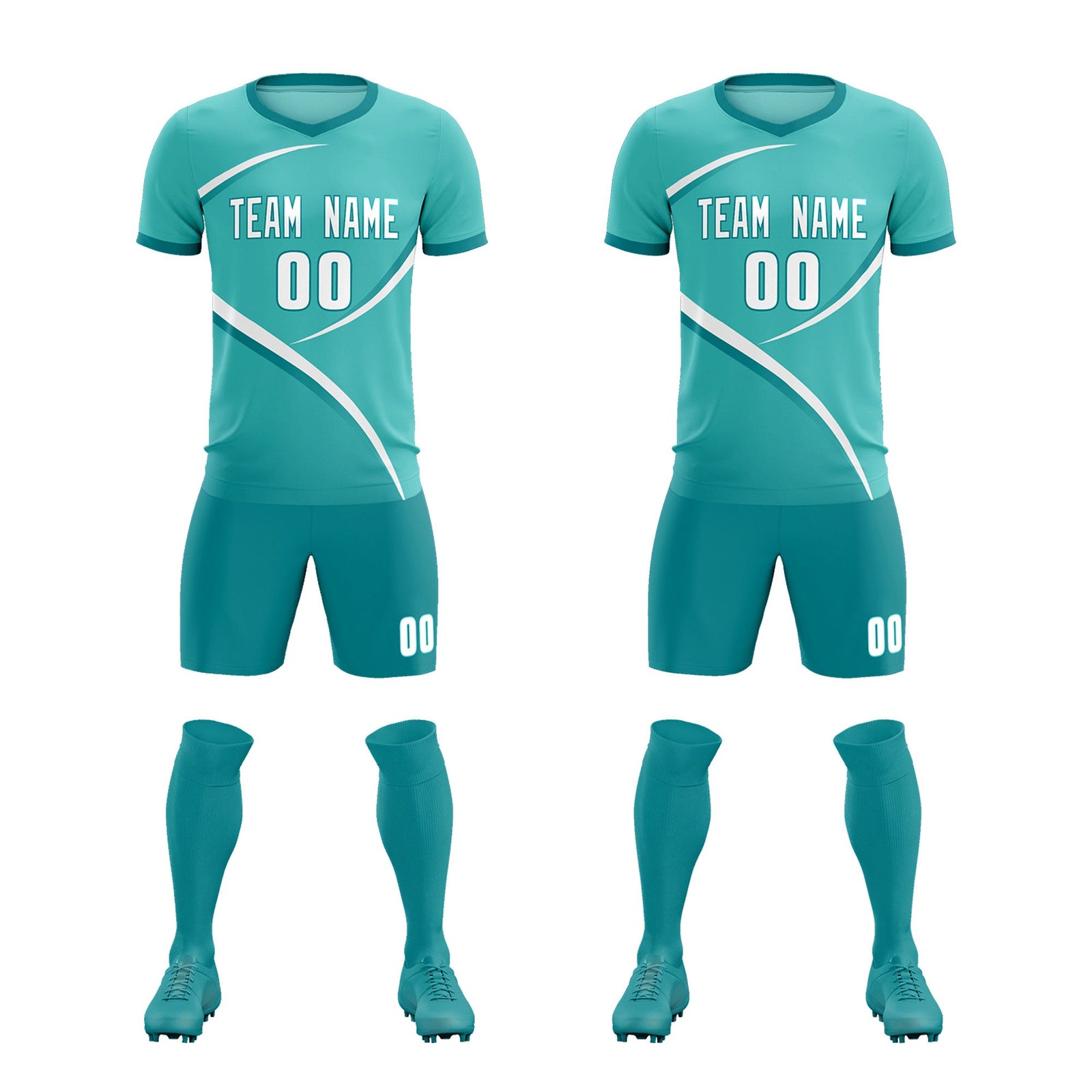 Custom Bright Green Aqua Color Block Training Uniform For Men Soccer Sets Jersey