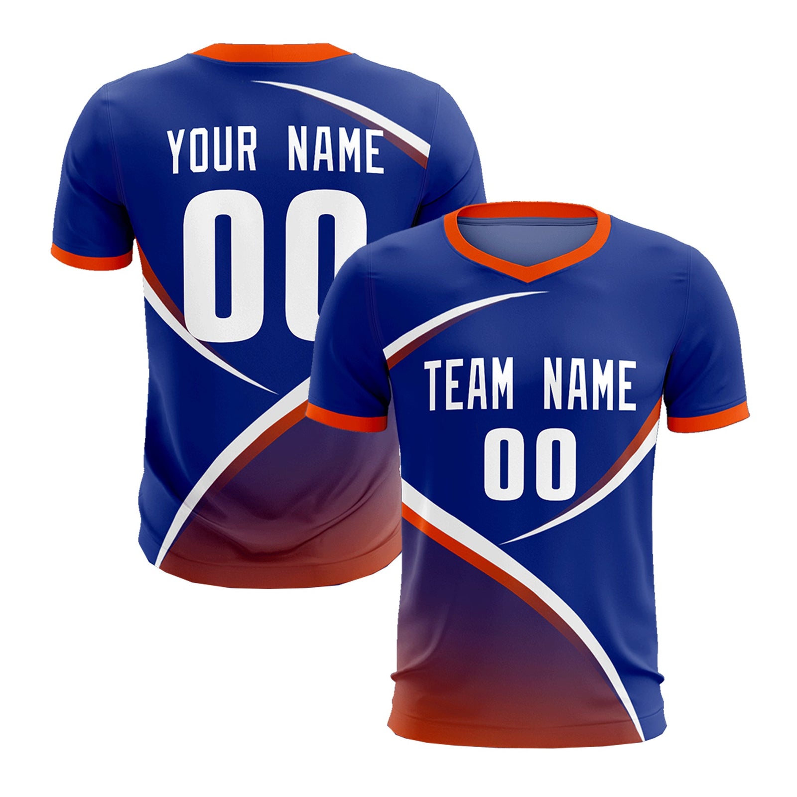 Custom Royal Orange Color Block Training Uniform For Men Soccer Sets Jersey