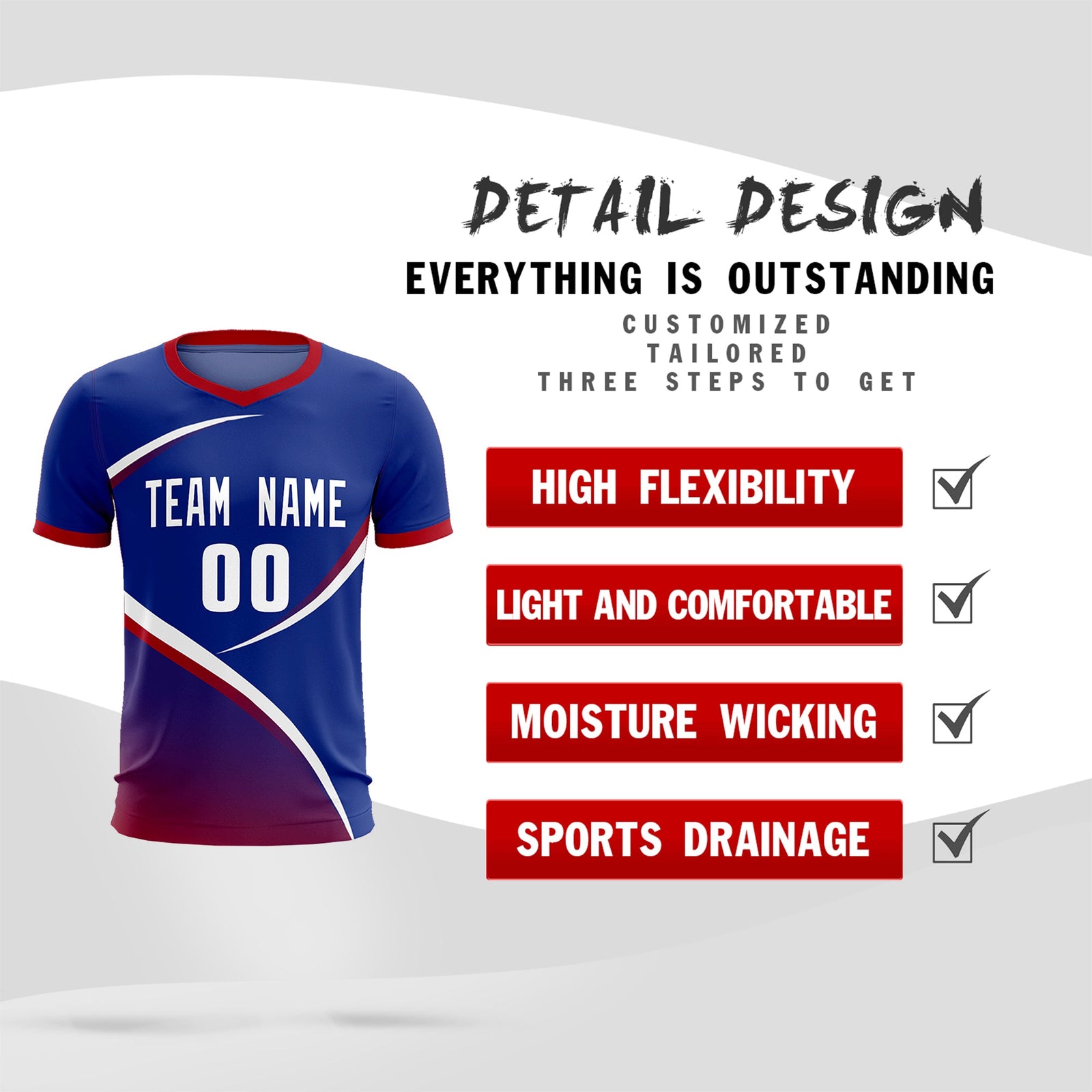 Custom Royal Red Color Block Training Uniform For Men Soccer Sets Jersey