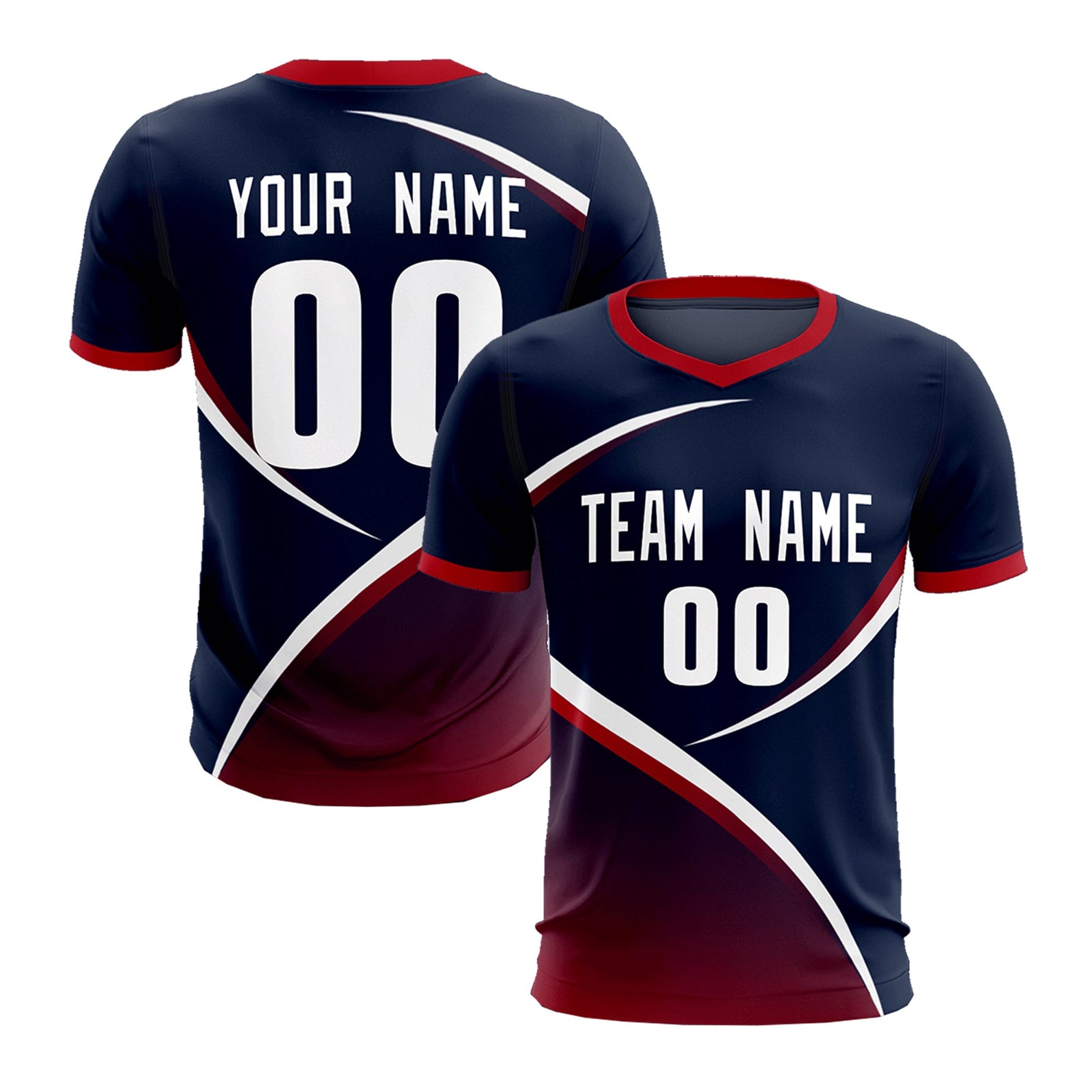 Custom Navy Red Color Block Training Uniform For Men Soccer Sets Jersey