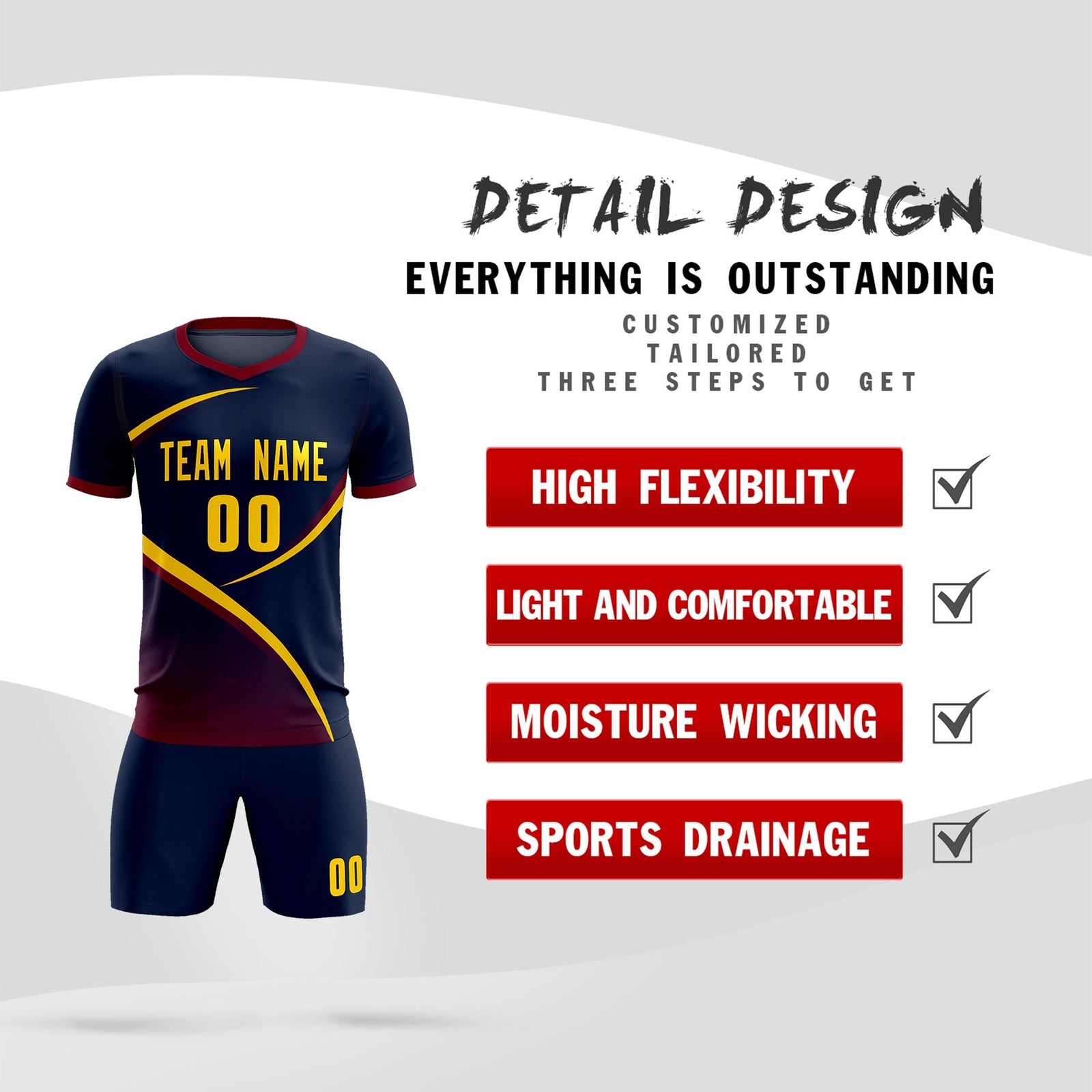 Custom Navy Navy Color Block Training Uniform For Men Soccer Sets Jersey