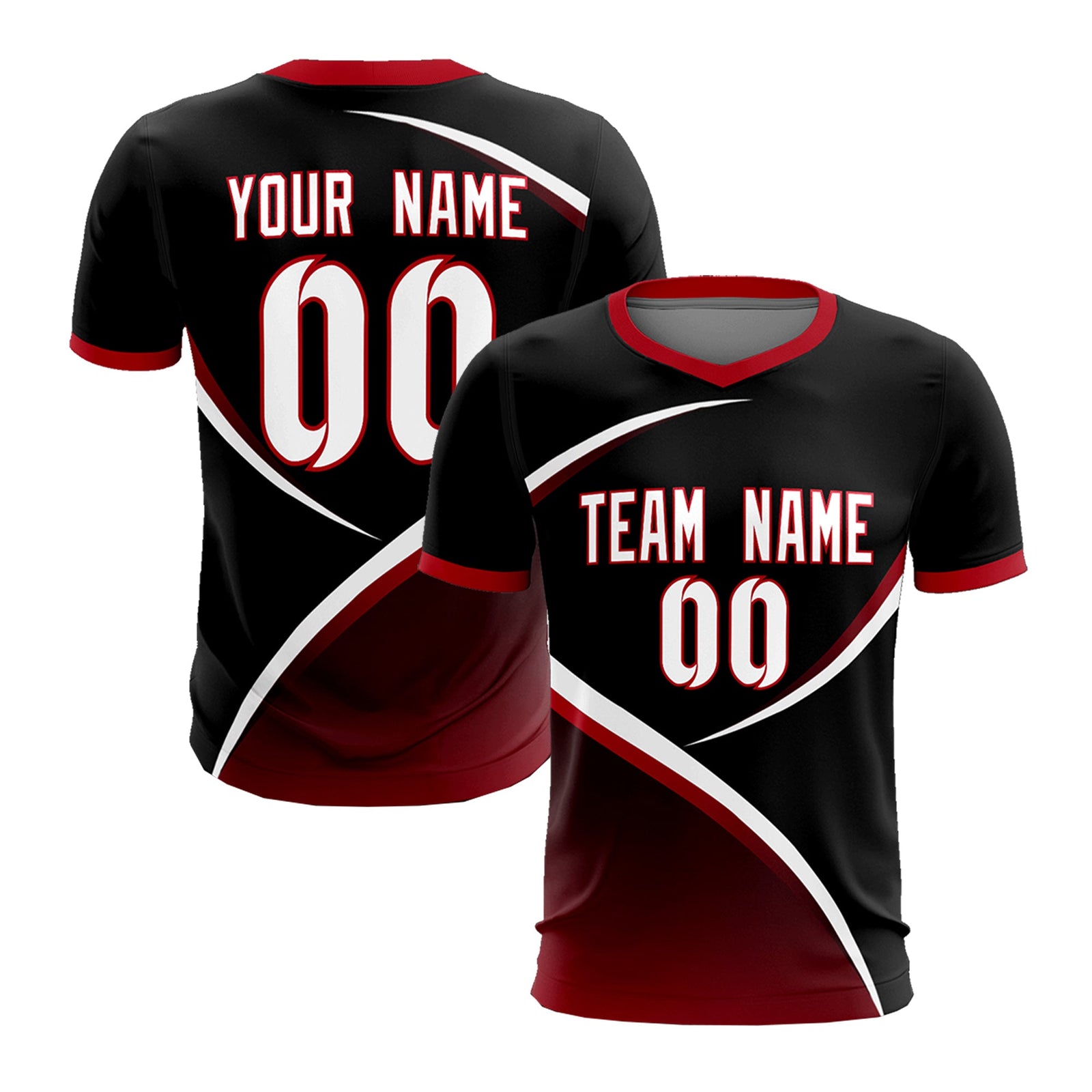 Custom Black Red Color Block Training Uniform For Men Soccer Sets Jersey