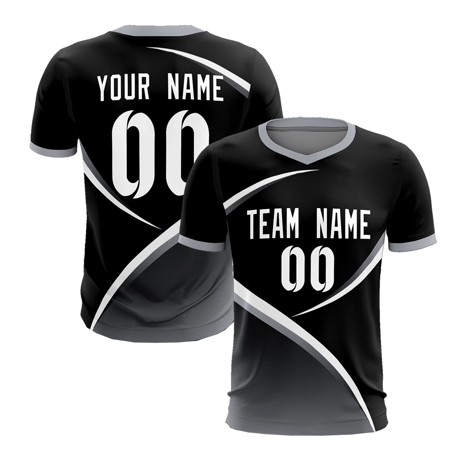 Custom Black Gray Color Block Training Uniform For Men Soccer Sets Jersey