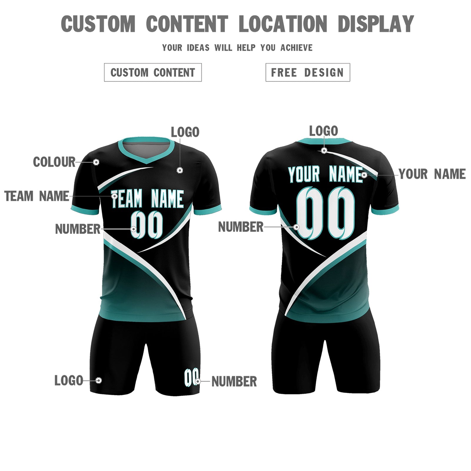 Custom Black Bright Green Color Block Training Uniform For Men Soccer Sets Jersey