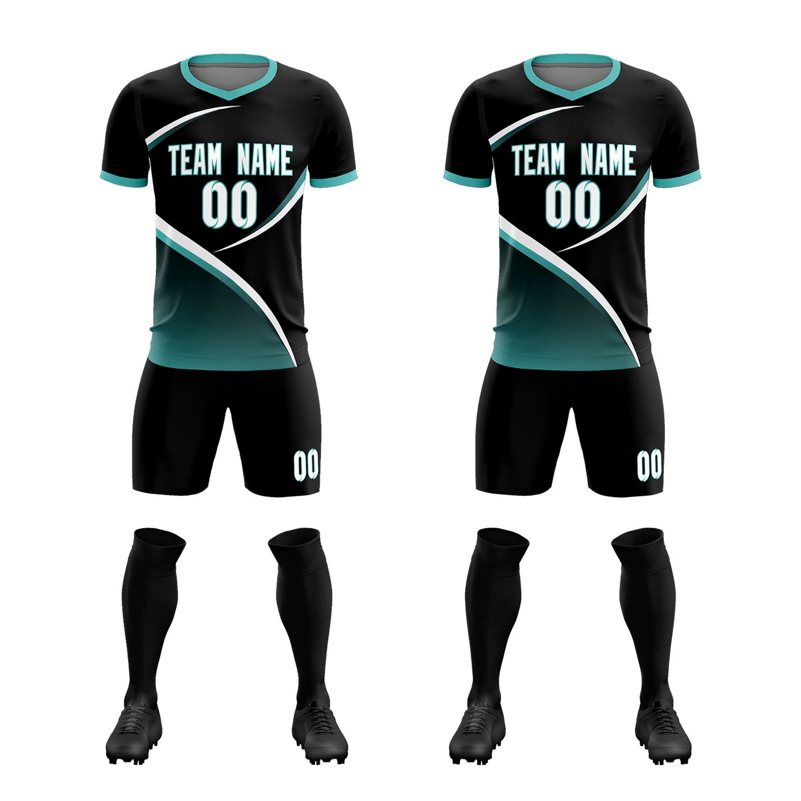 Custom Black Bright Green Color Block Training Uniform For Men Soccer Sets Jersey