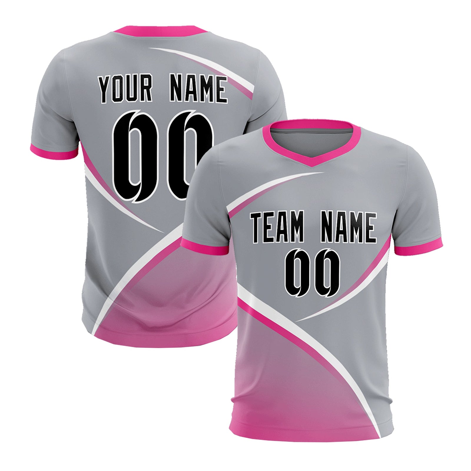 Custom Gray Pink Color Block Training Uniform For Men Soccer Sets Jersey