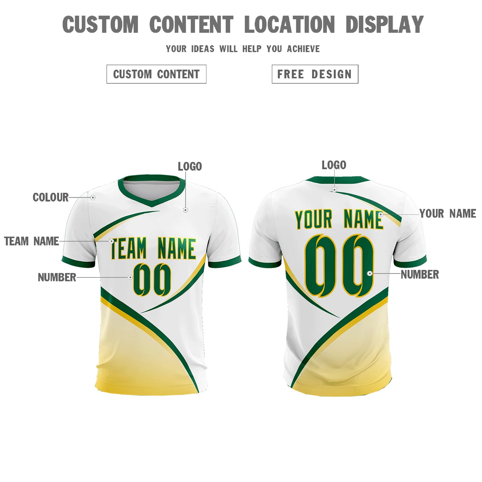 Custom White Kelly Green Color Block Training Uniform For Men Soccer Sets Jersey