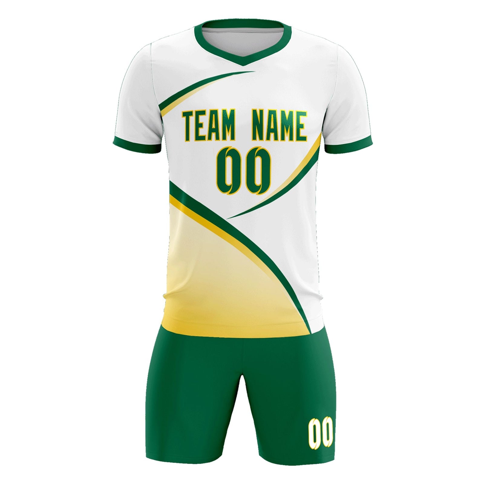 Custom White Kelly Green Color Block Training Uniform For Men Soccer Sets Jersey