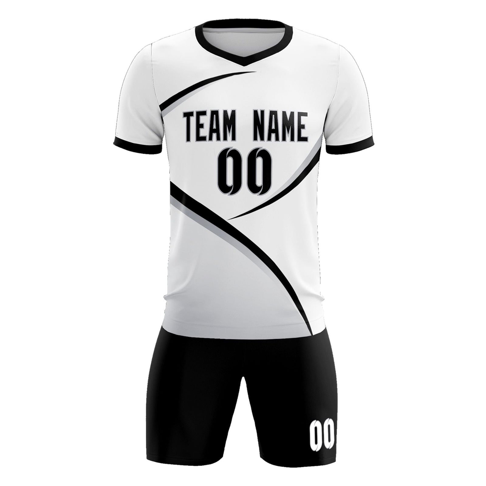 Custom White Black Color Block Training Uniform For Men Soccer Sets Jersey