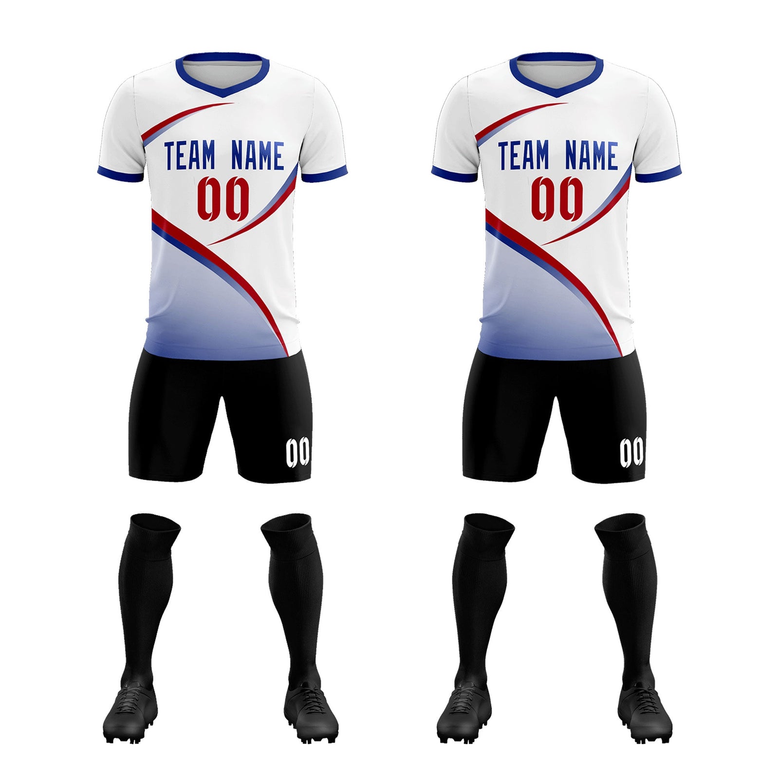 Custom White Royal Color Block Training Uniform For Men Soccer Sets Jersey