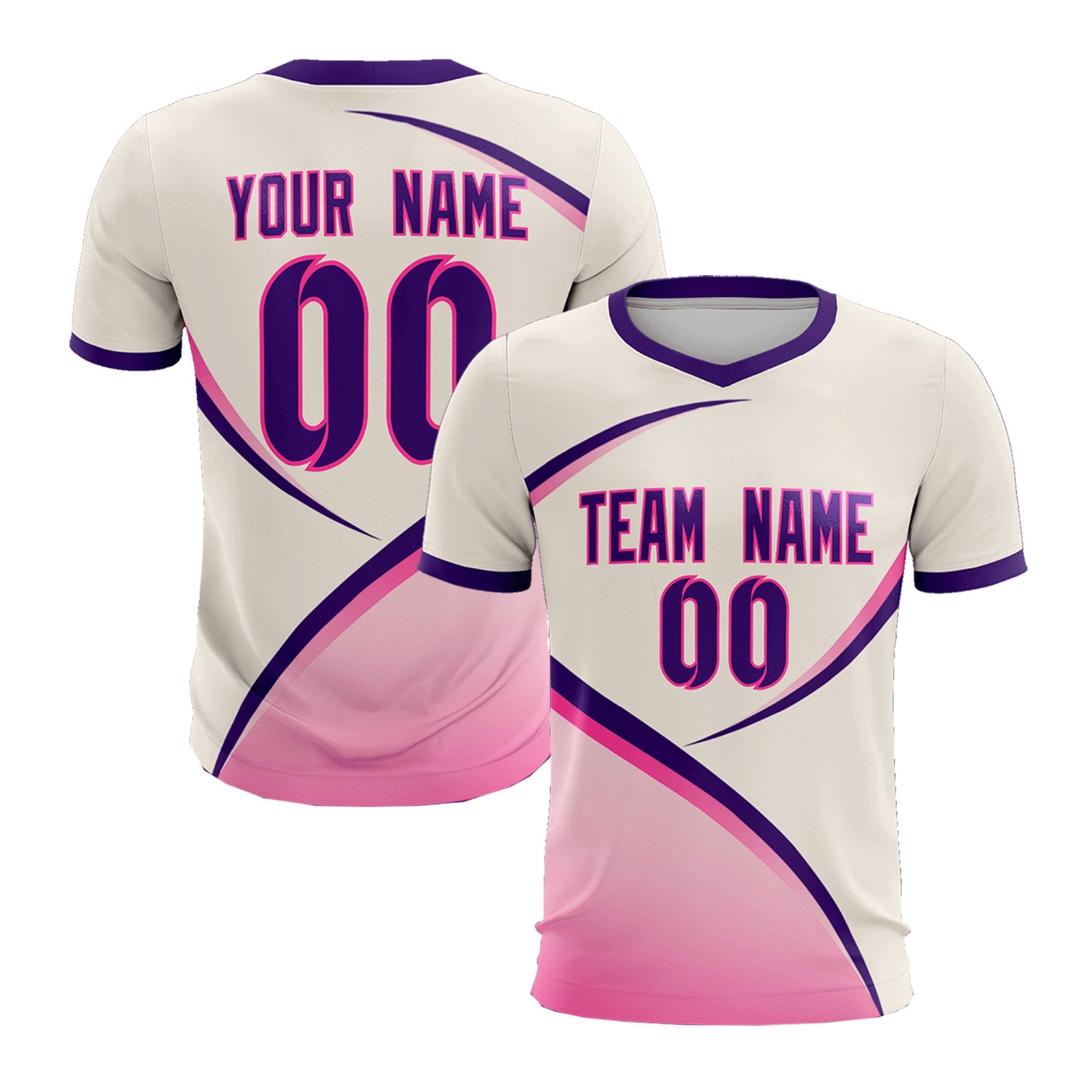 Custom Cream Purple Color Block Training Uniform For Men Soccer Sets Jersey