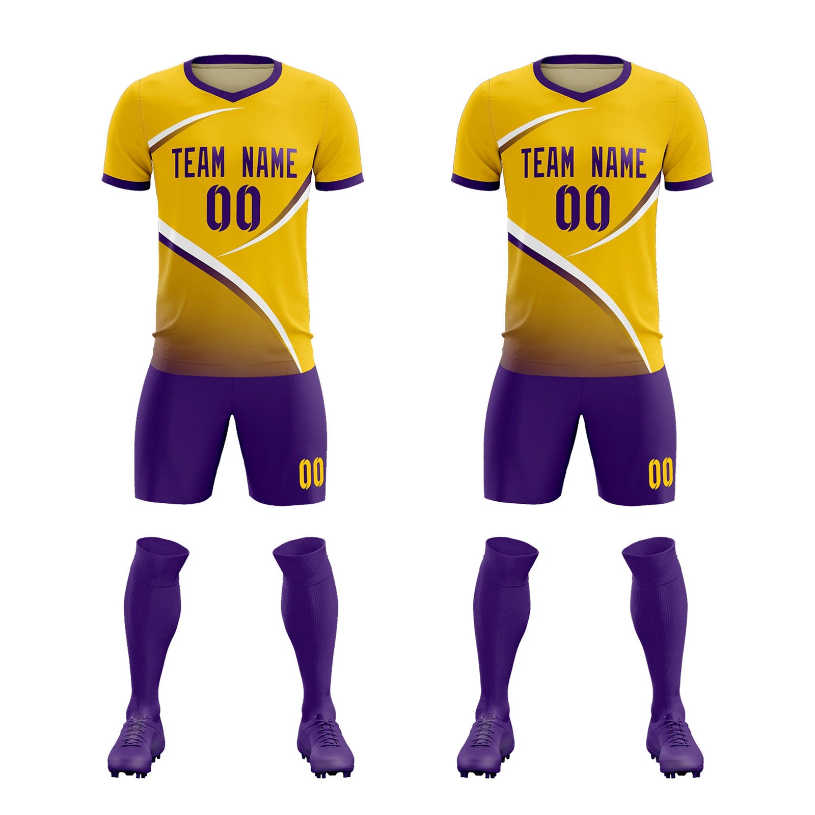 Custom Gold Old Gold Color Block Training Uniform For Men Soccer Sets Jersey