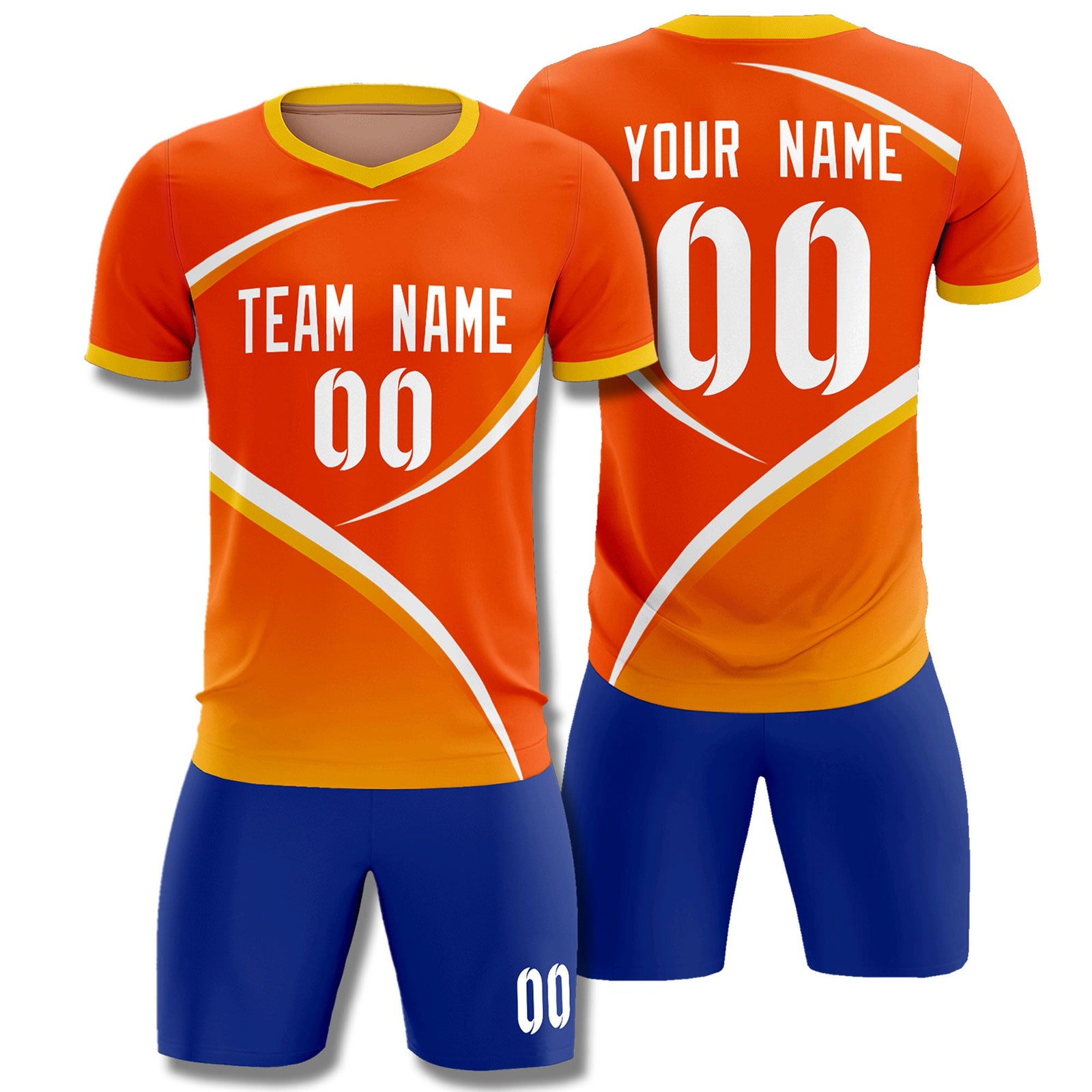 Custom Orange Gold Color Block Training Uniform For Men Soccer Sets Jersey