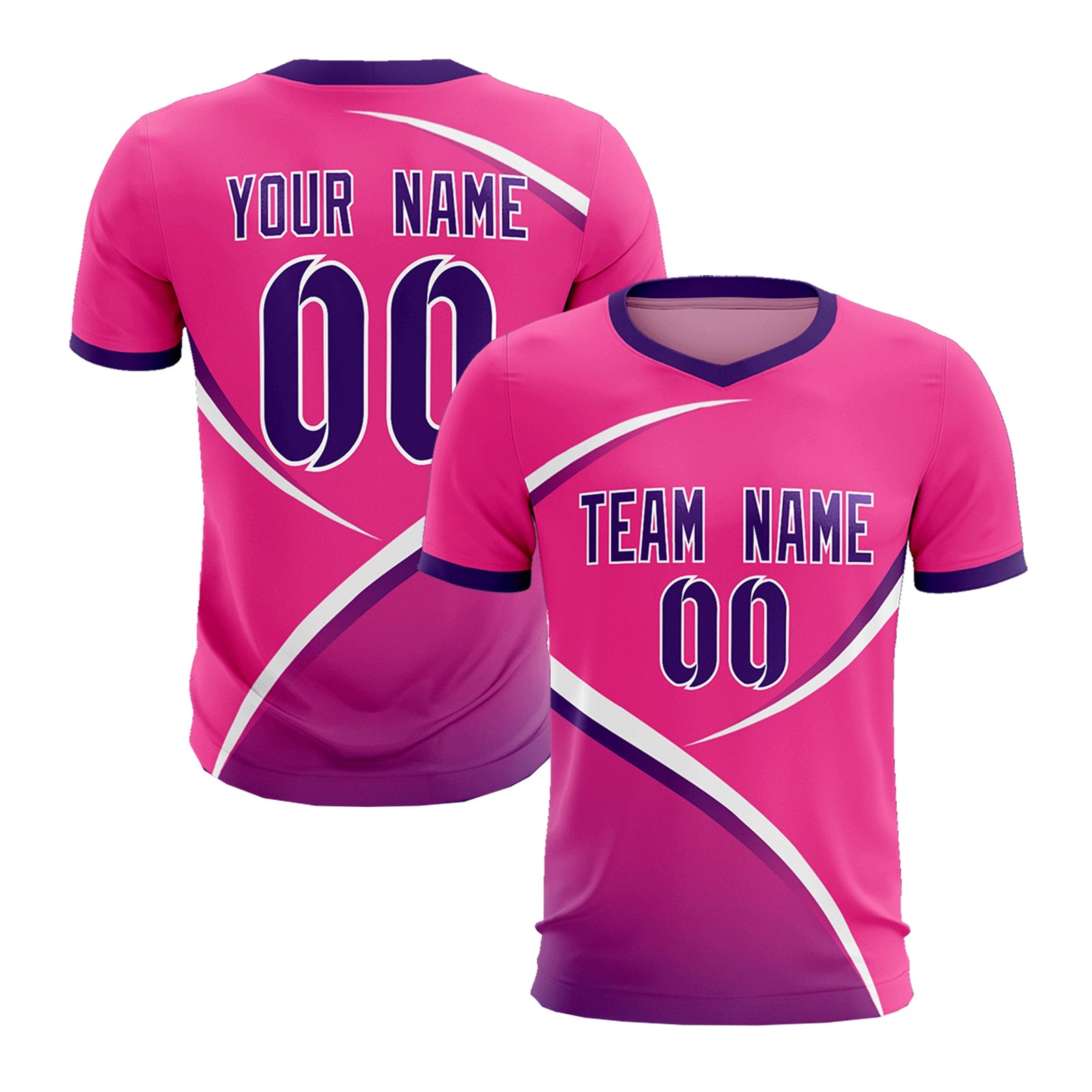 Custom Pink Purple Color Block Training Uniform For Men Soccer Sets Jersey