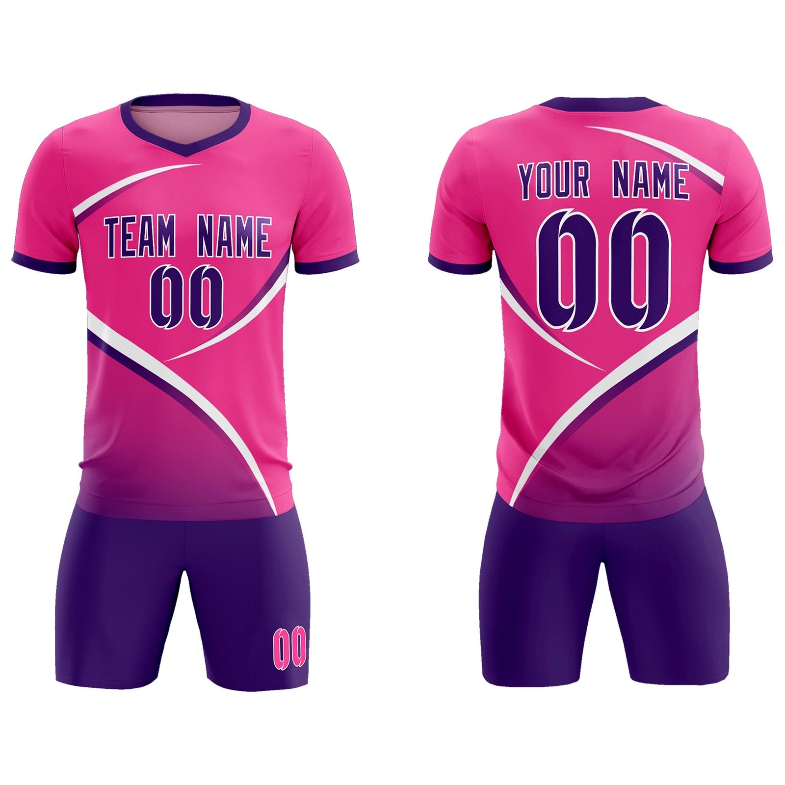 Custom Pink Purple Color Block Training Uniform For Men Soccer Sets Jersey