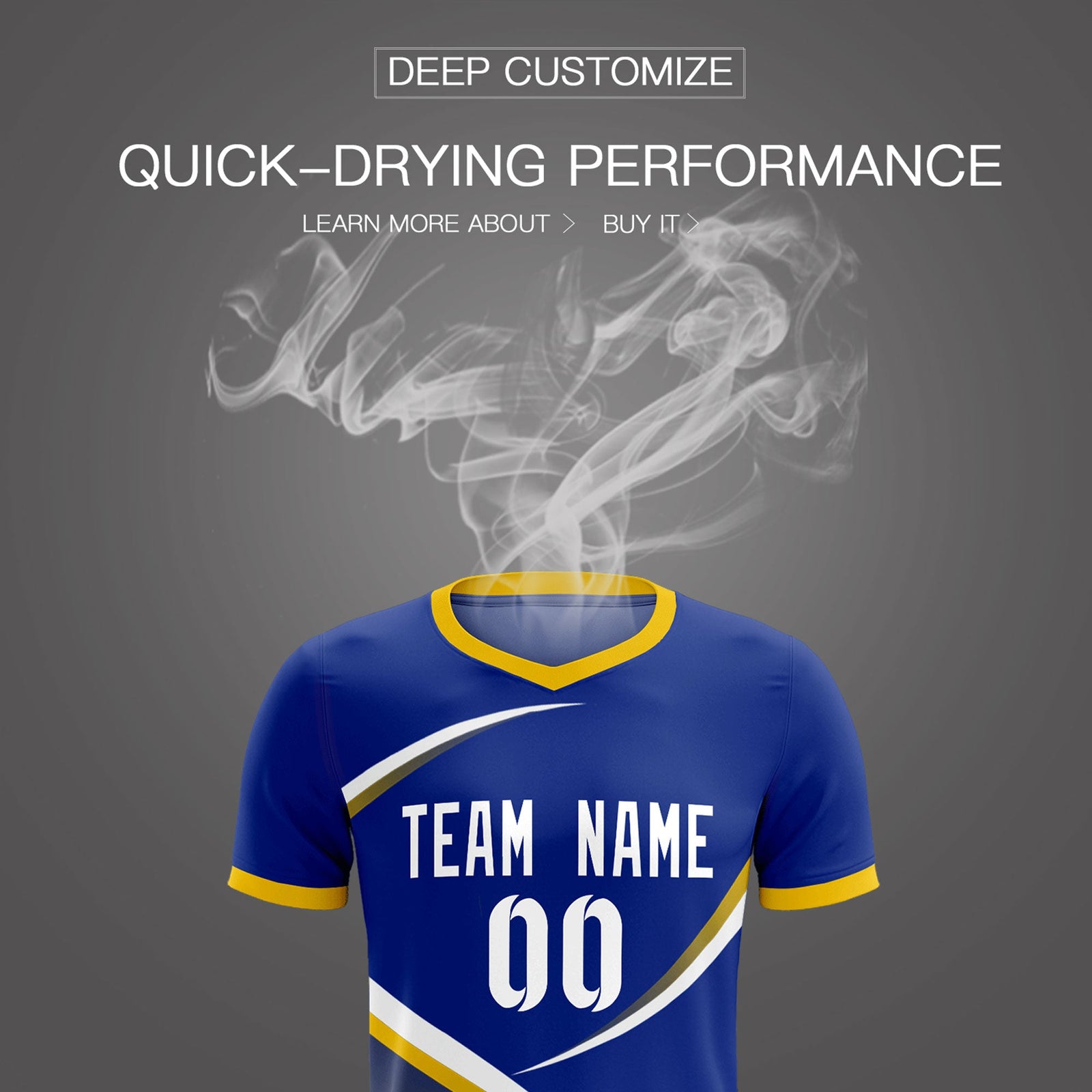 Custom Royal Gold Color Block Training Uniform For Men Soccer Sets Jersey