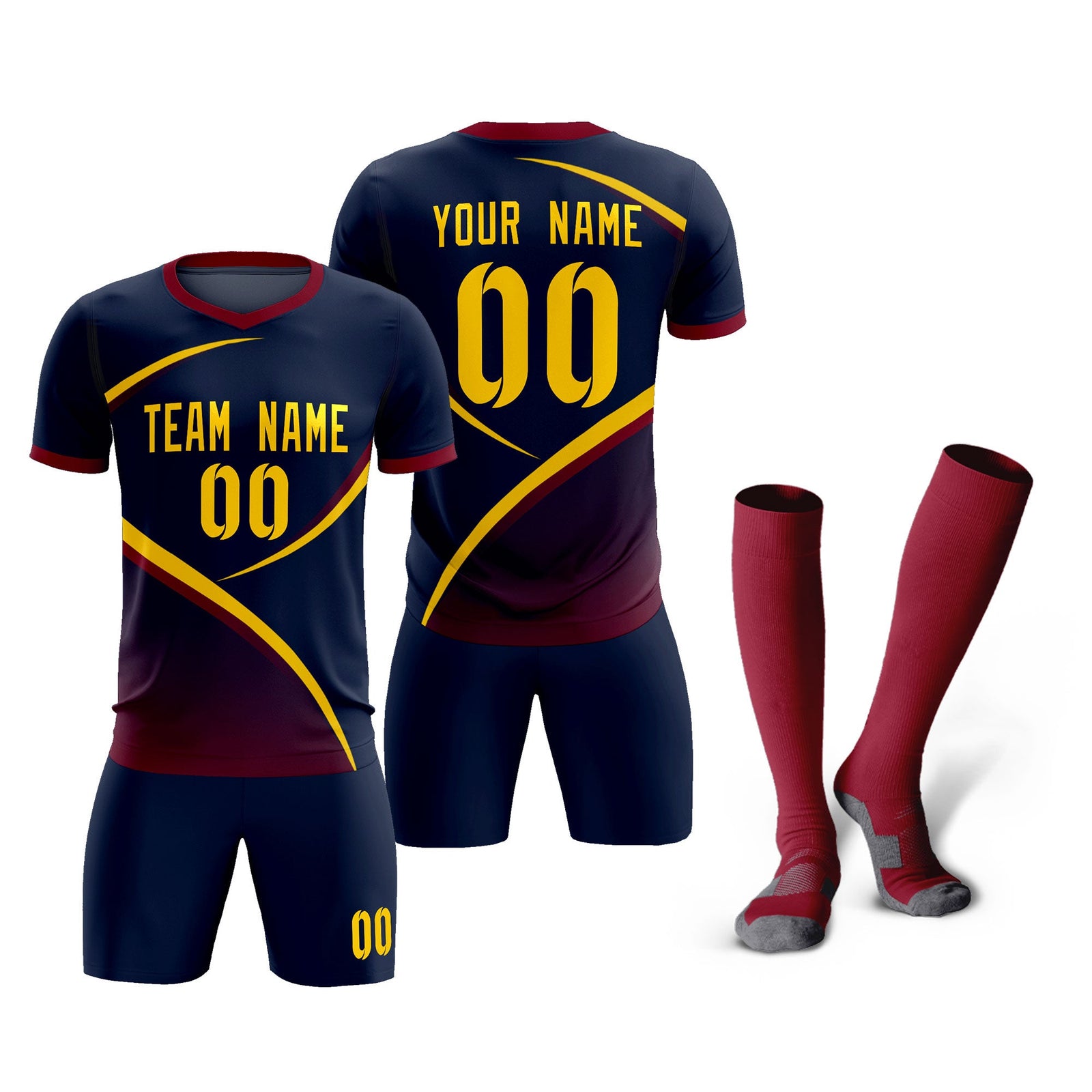 Custom Navy Navy Color Block Training Uniform For Men Soccer Sets Jersey