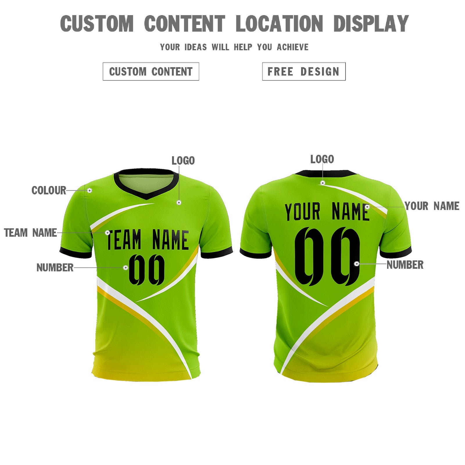 Custom Neon Green Black Color Block Training Uniform For Men Soccer Sets Jersey