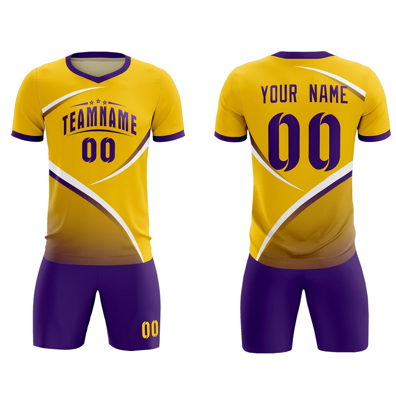 Custom Gold Old Gold Color Block Training Uniform For Men Soccer Sets Jersey