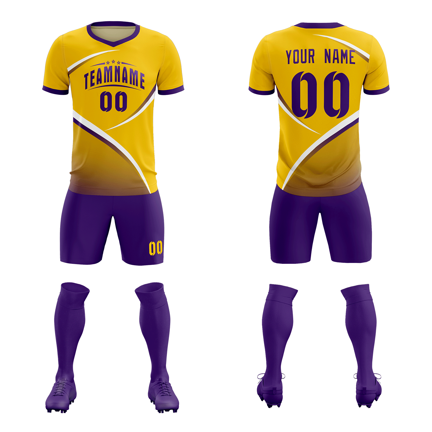Custom Gold Old Gold Color Block Training Uniform For Men Soccer Sets Jersey