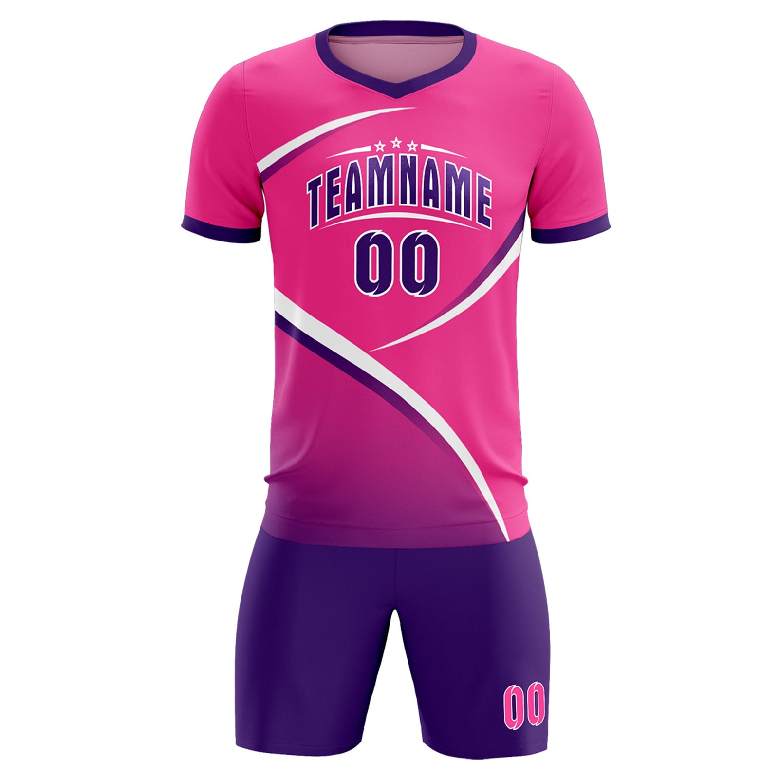 Custom Pink Purple Color Block Training Uniform For Men Soccer Sets Jersey