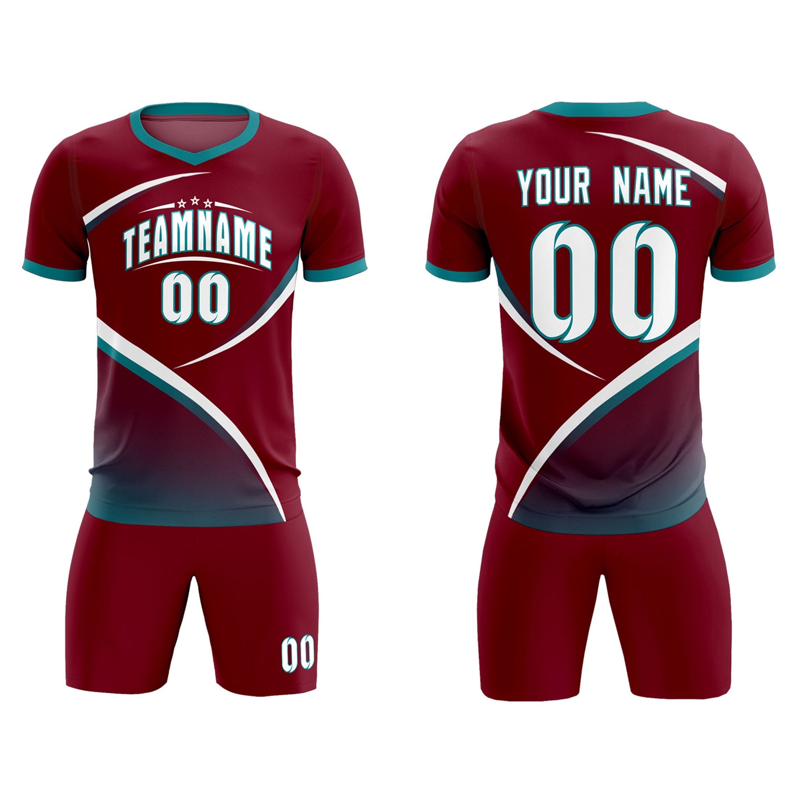 Custom Crimson Aqua Color Block Training Uniform For Men Soccer Sets Jersey