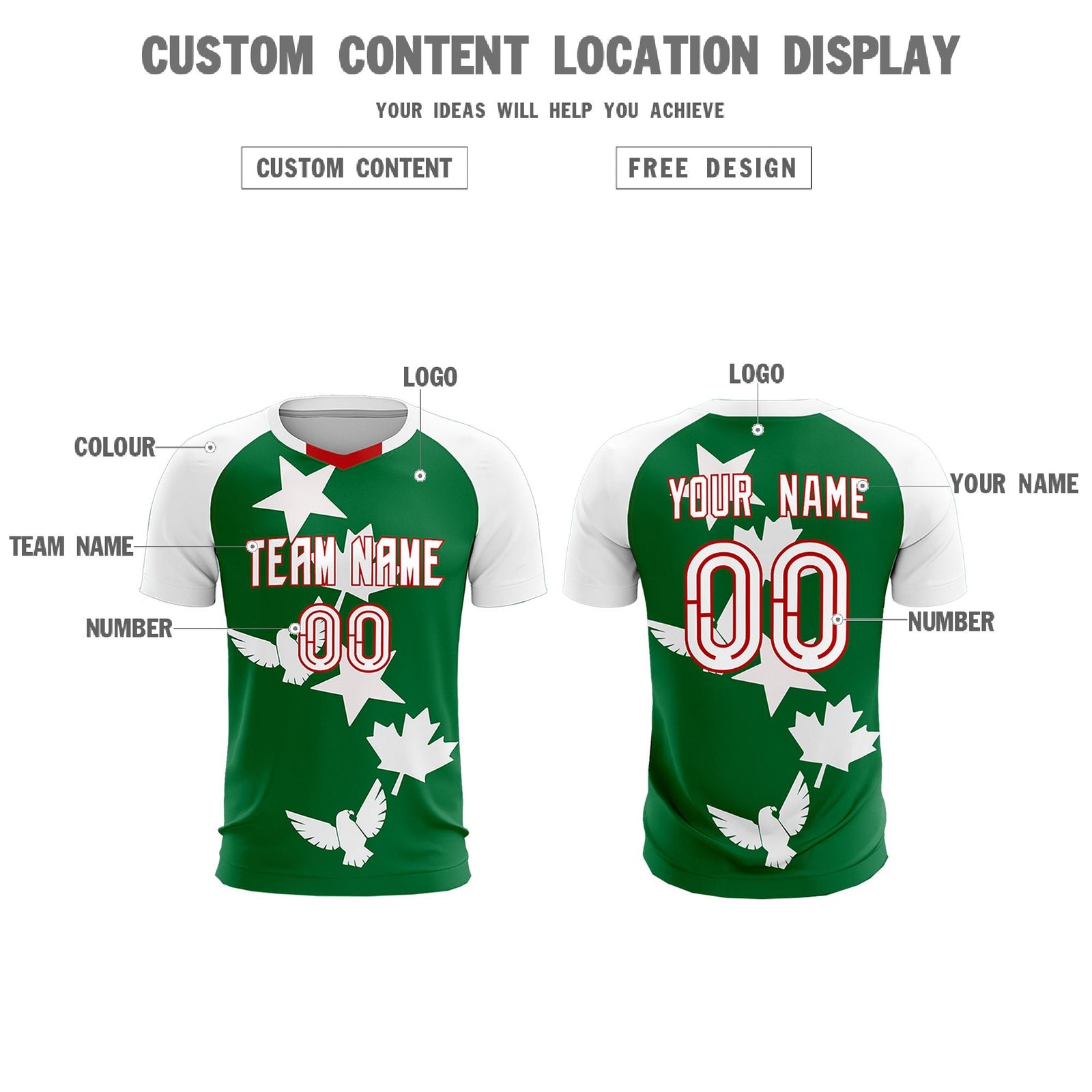 Custom White Kelly Green World Cup Inspired Wrinkle-Resistant Training Uniform Raglan Sleeve Soccer Sets Jersey