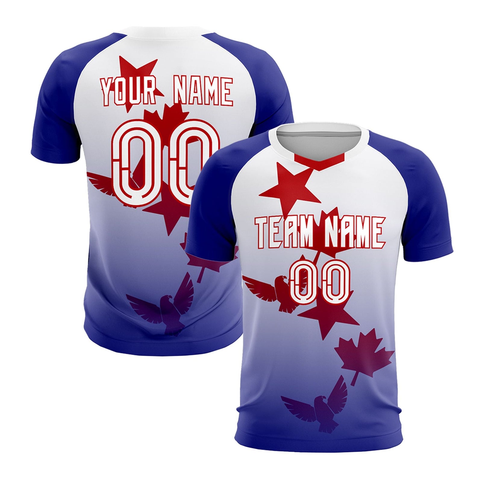 Custom Royal White World Cup Inspired Lightweight&Drapable Training Uniform Gradient Fashion Soccer Sets Jersey