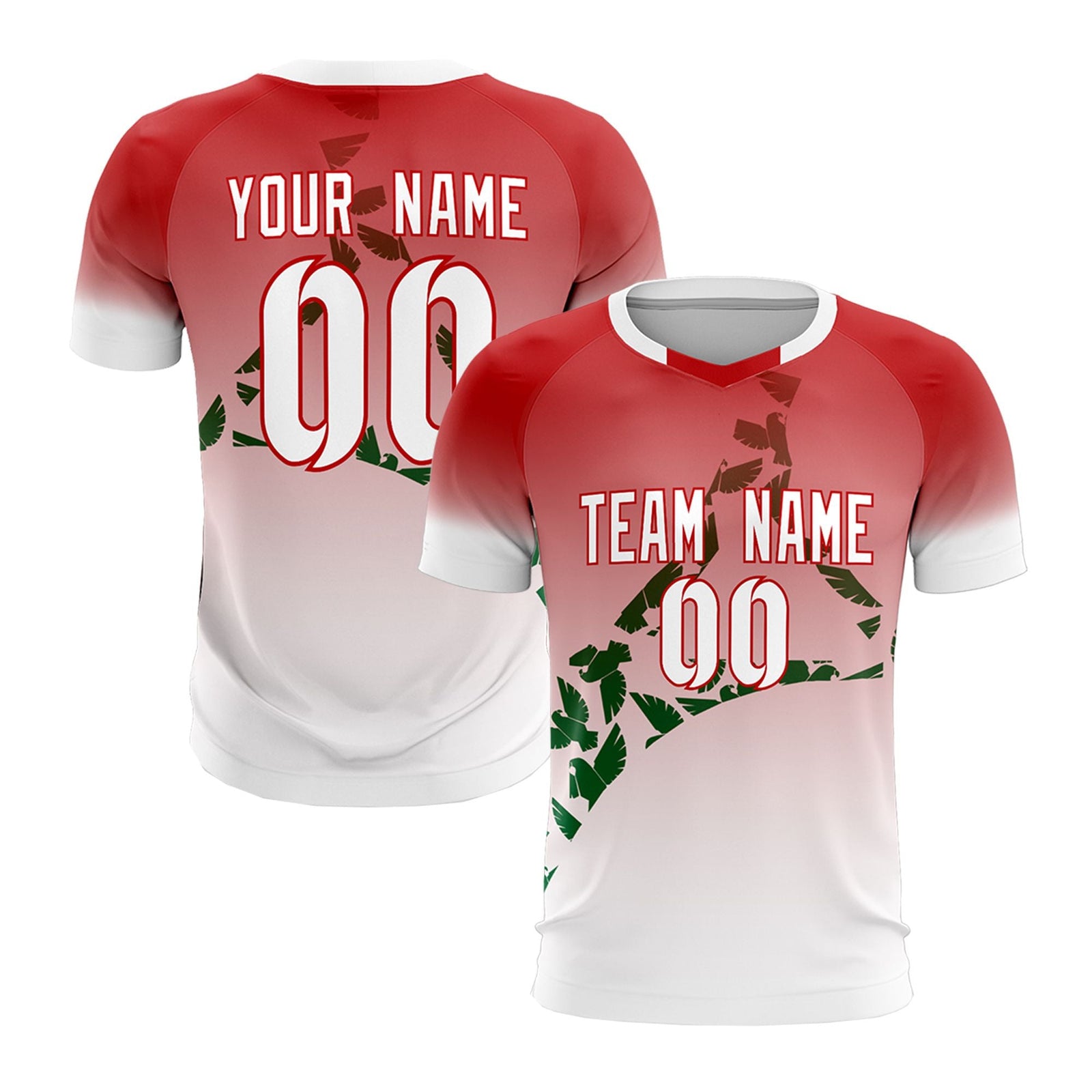 Custom Red Kelly Green Mexico Eagle World Cup Inspired Breathable Gradient Fashion Soccer Sets Jersey