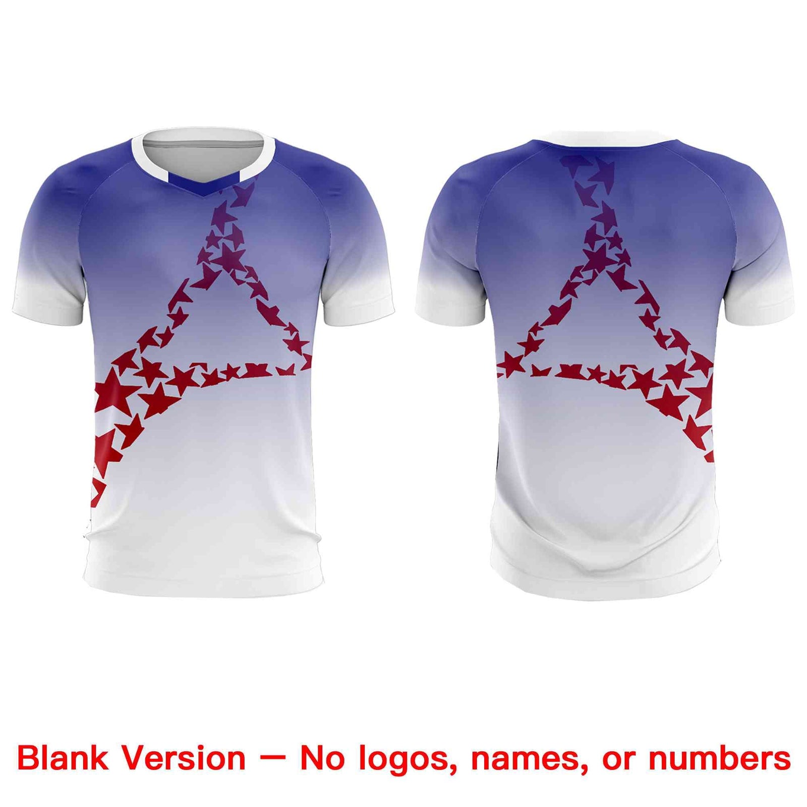 Custom Royal Red America Star World Cup Inspired Drapable Gradient Fashion Soccer Sets Jersey